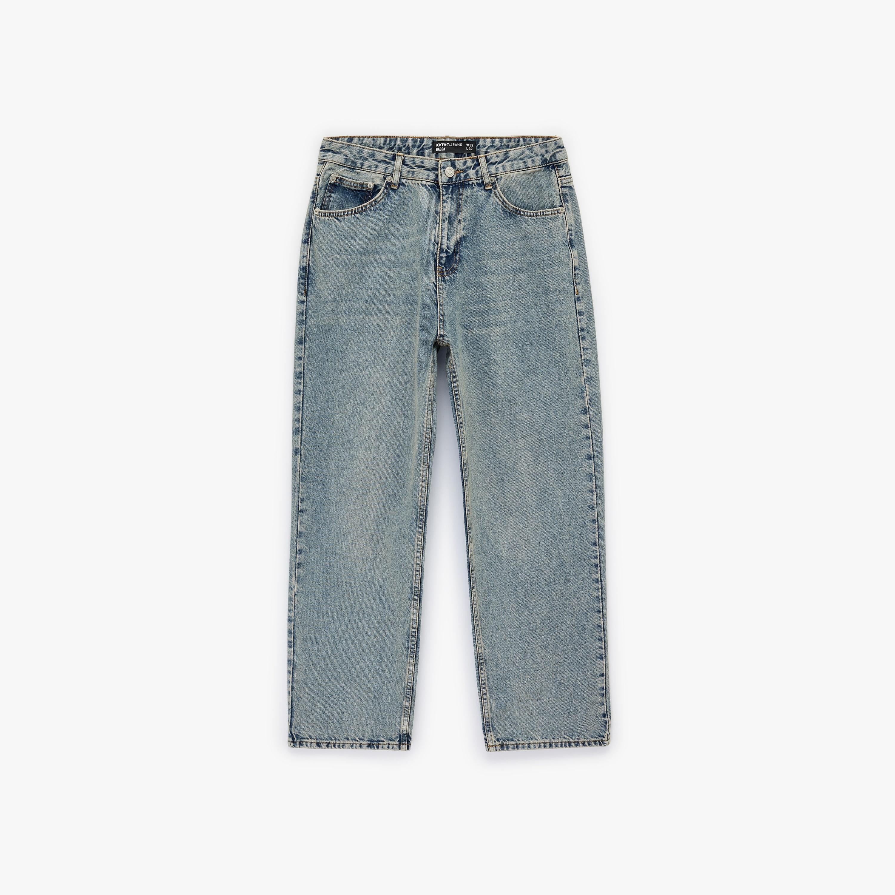 KOTON Oversize Fit Plain Mid-Rise Men's Jeans-men-clothing-bottoms-jeans-image-5