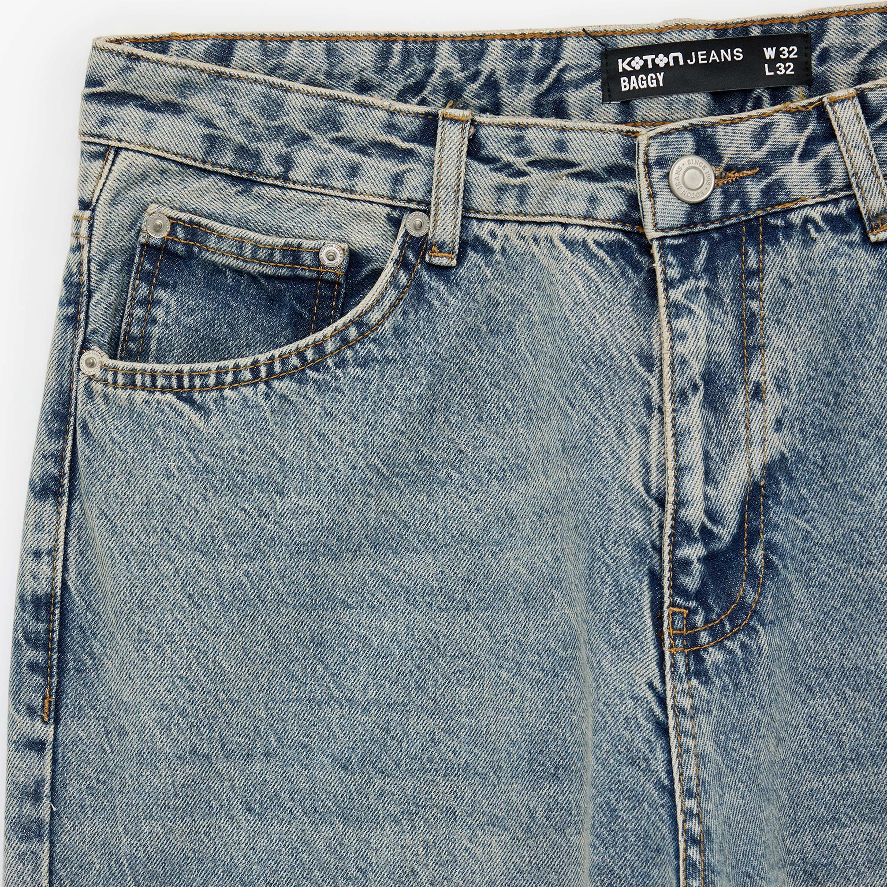 KOTON Oversize Fit Plain Mid-Rise Men's Jeans-men-clothing-bottoms-jeans-image-7
