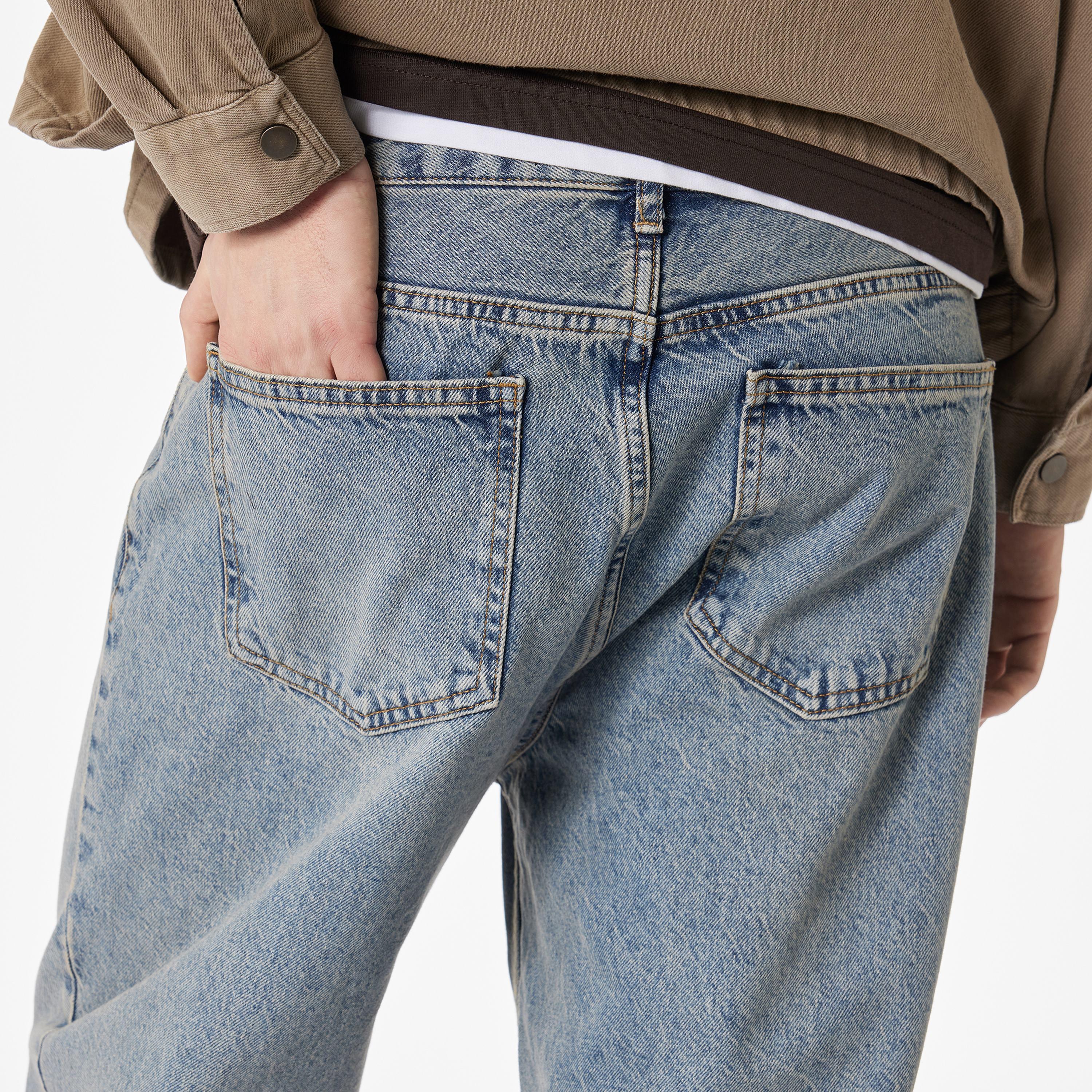 KOTON Oversize Fit Plain Mid-Rise Men's Jeans-men-clothing-bottoms-jeans-image-2