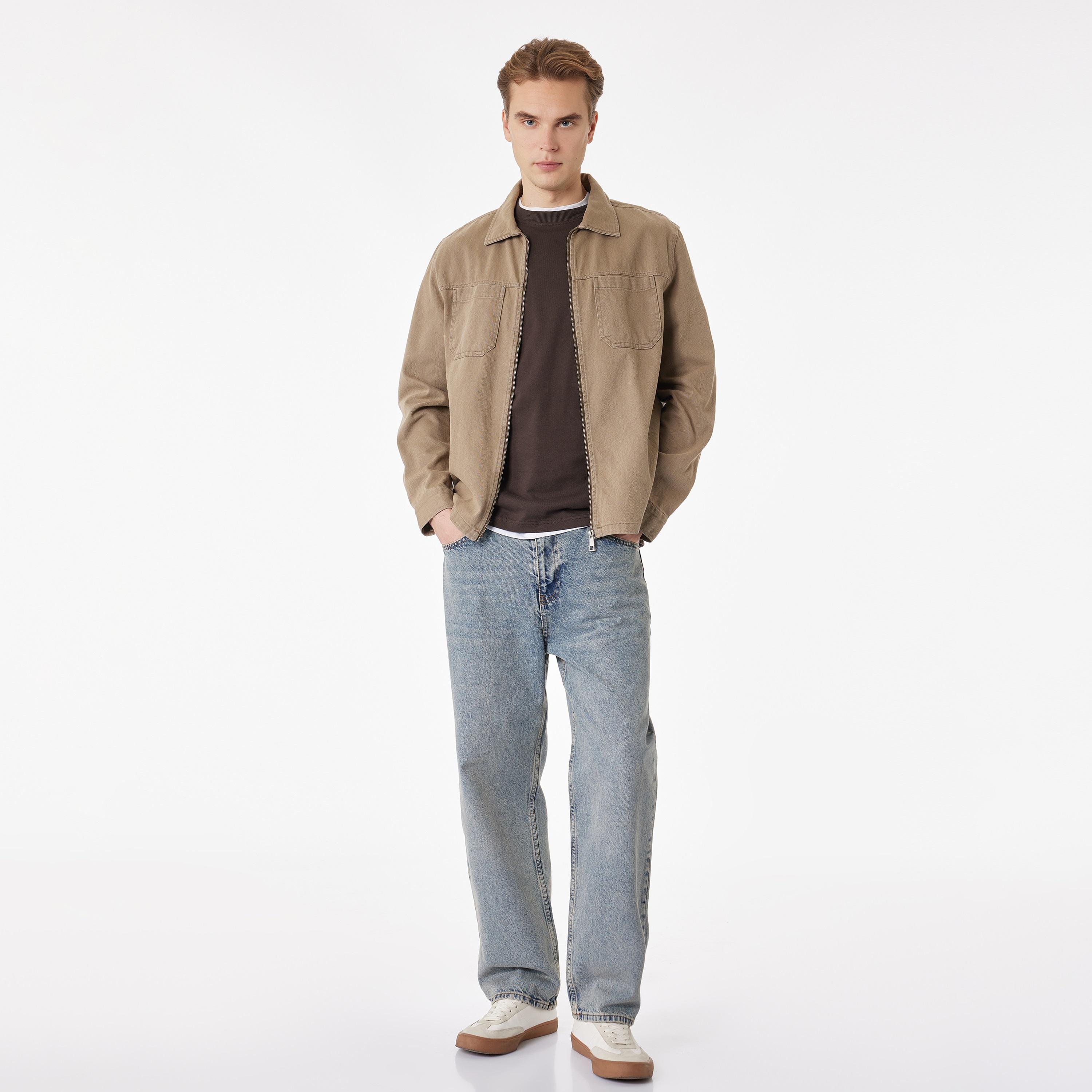 KOTON Oversize Fit Plain Mid-Rise Men's Jeans-men-clothing-bottoms-jeans-image-1