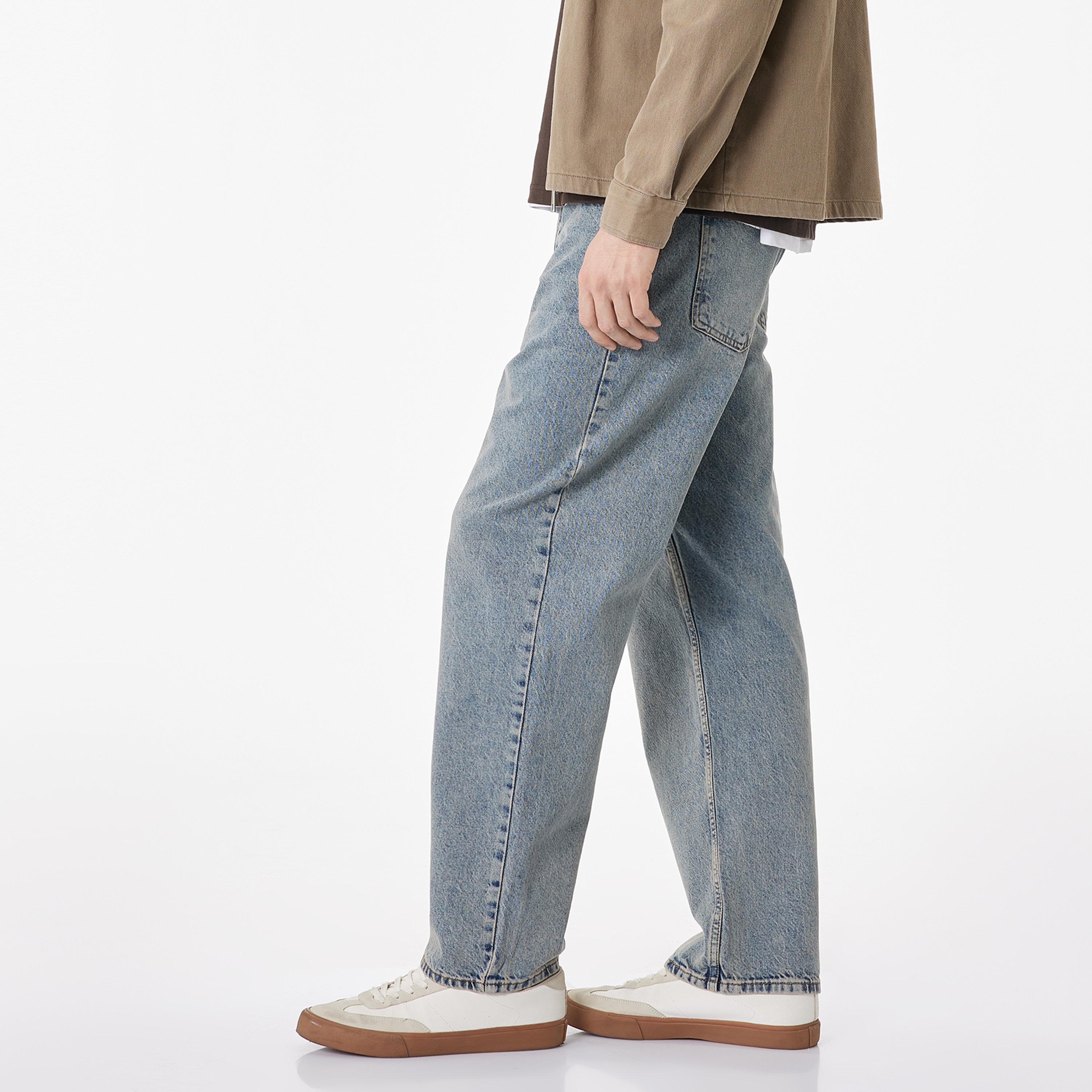 KOTON Oversize Fit Plain Mid-Rise Men's Jeans-men-clothing-bottoms-jeans-image-3