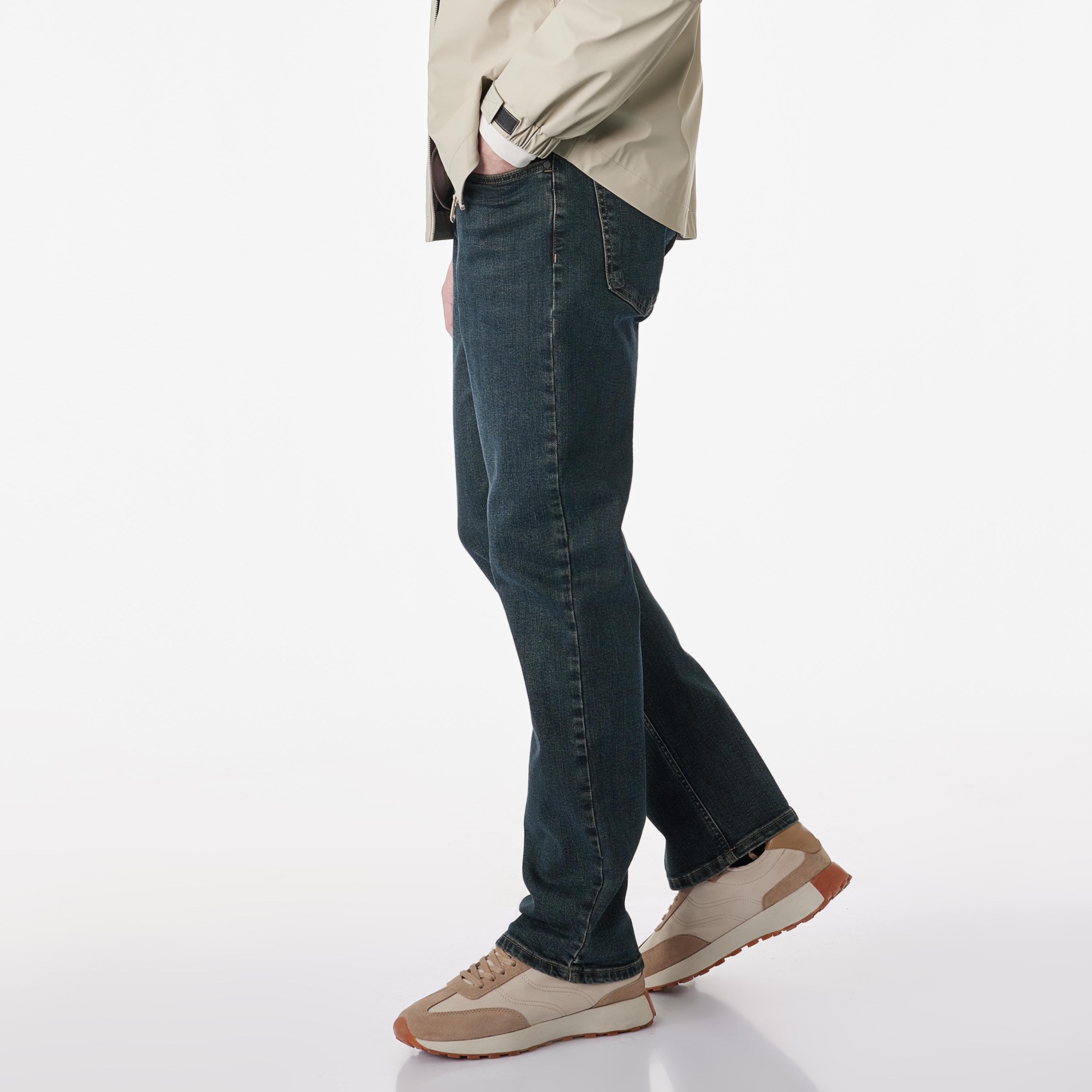 بنطلون جينز رجالي خصر متوسط قصة مستقيمة "ستريت فت" سادة من كوتون-men-clothing-bottoms-jeans-image-4