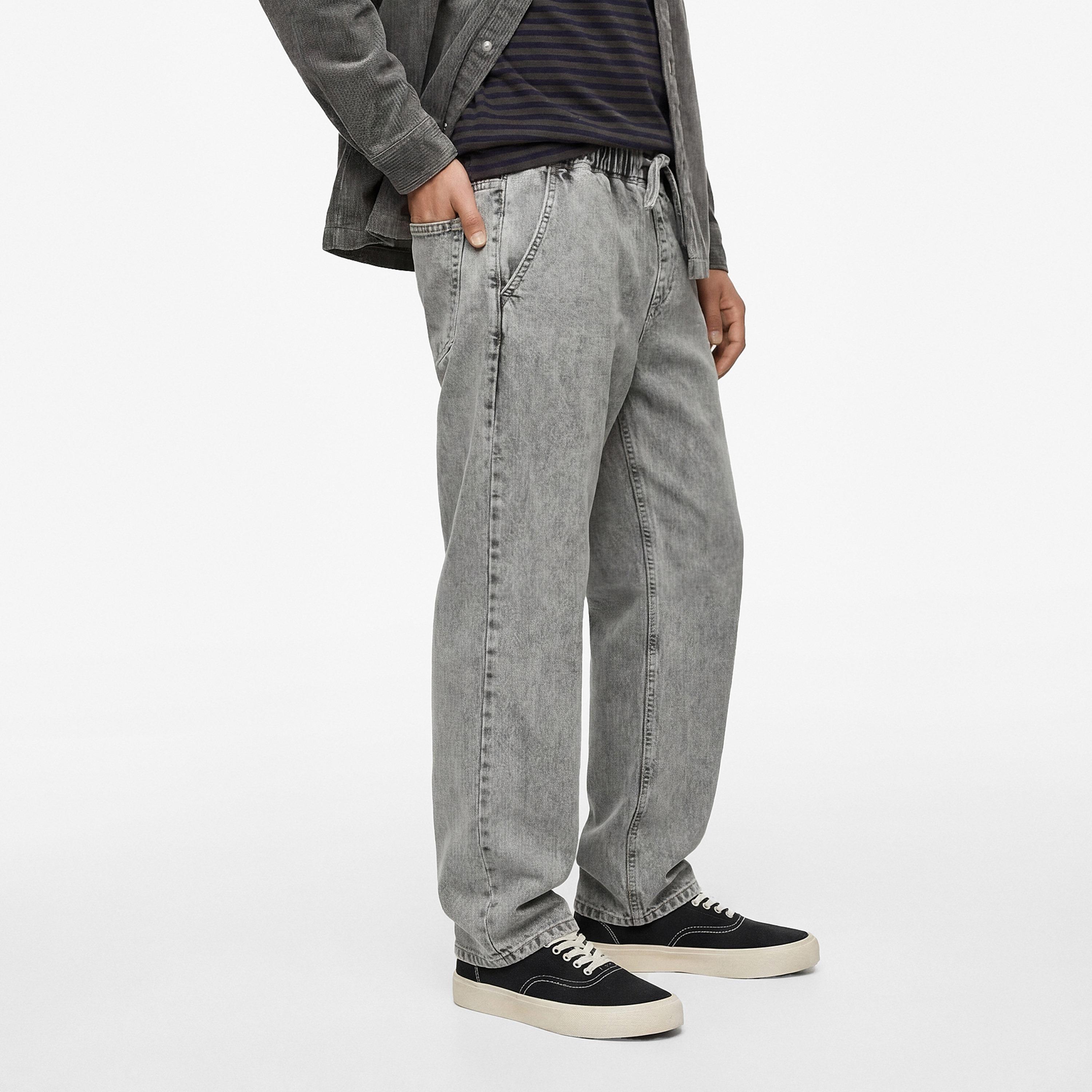 KOTON Oversize Fit Plain Mid-Rise Men's Jeans-men-clothing-bottoms-jeans-image-3