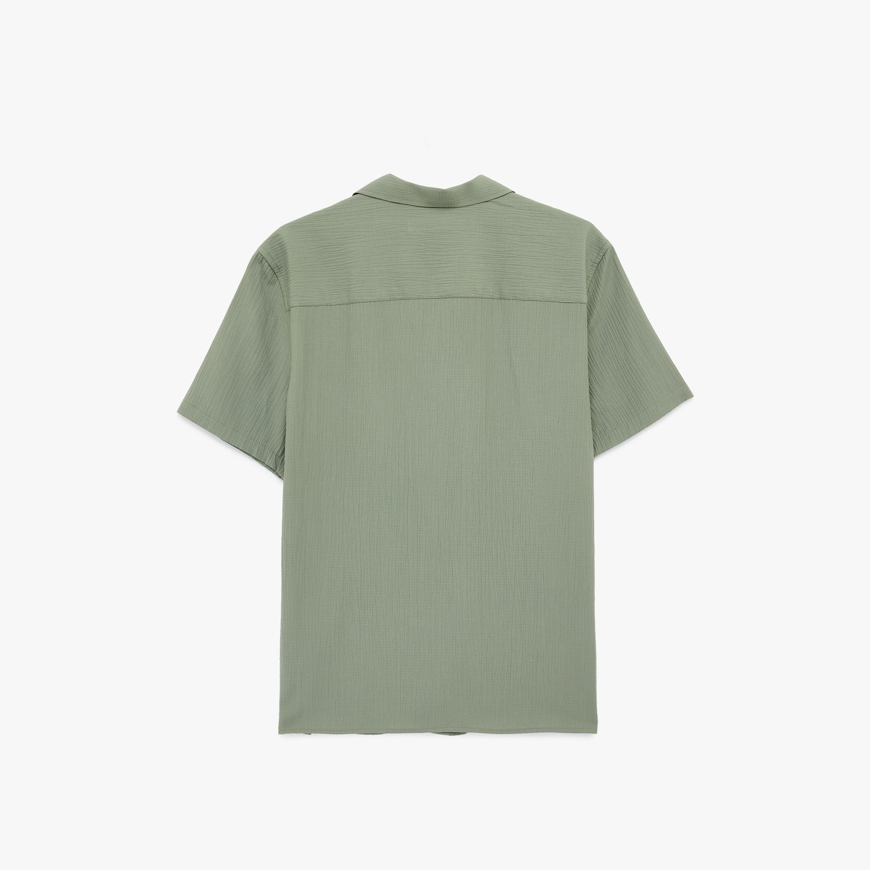 KOTON Regular Fit Crinkled Resort Collar Short Sleeves Men's Shirt-men-clothing-shirts-image-4