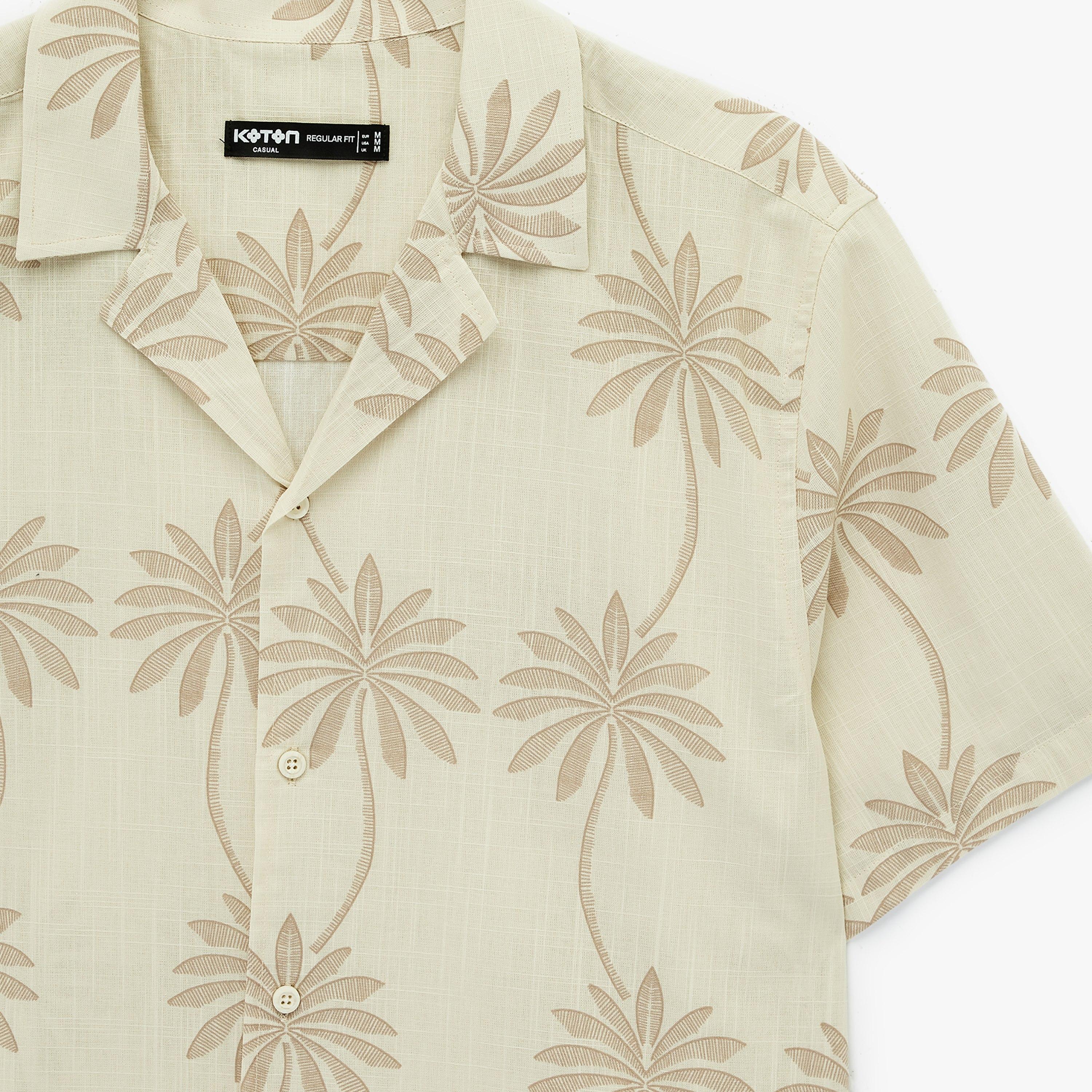 KOTON Regular Fit Tropical Print Resort Collar Short Sleeves Men's Shirt-men-clothing-shirts-image-5