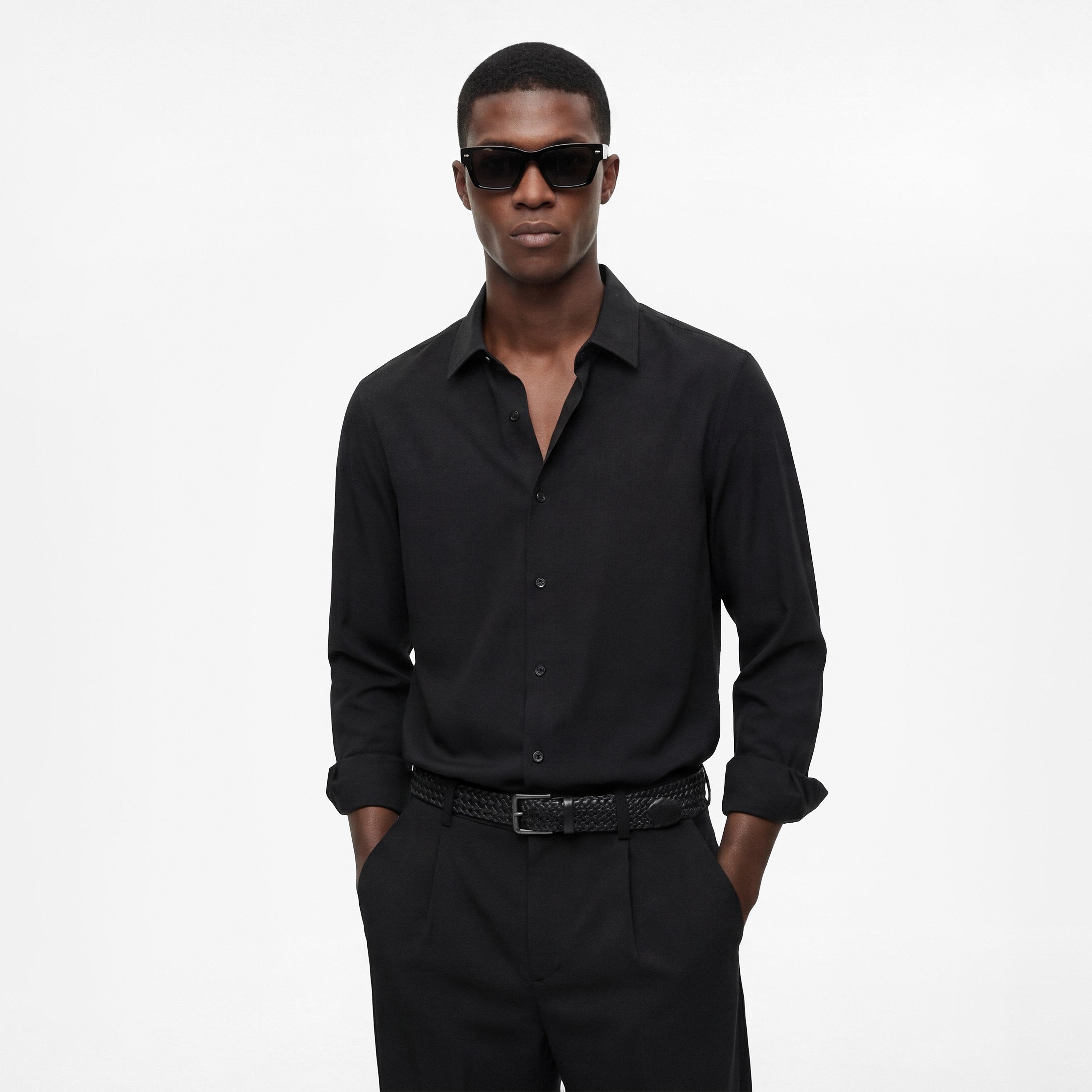 KOTON Regular Fit Plain Collared Long Sleeves Men's Shirt-men-clothing-shirts-image-1