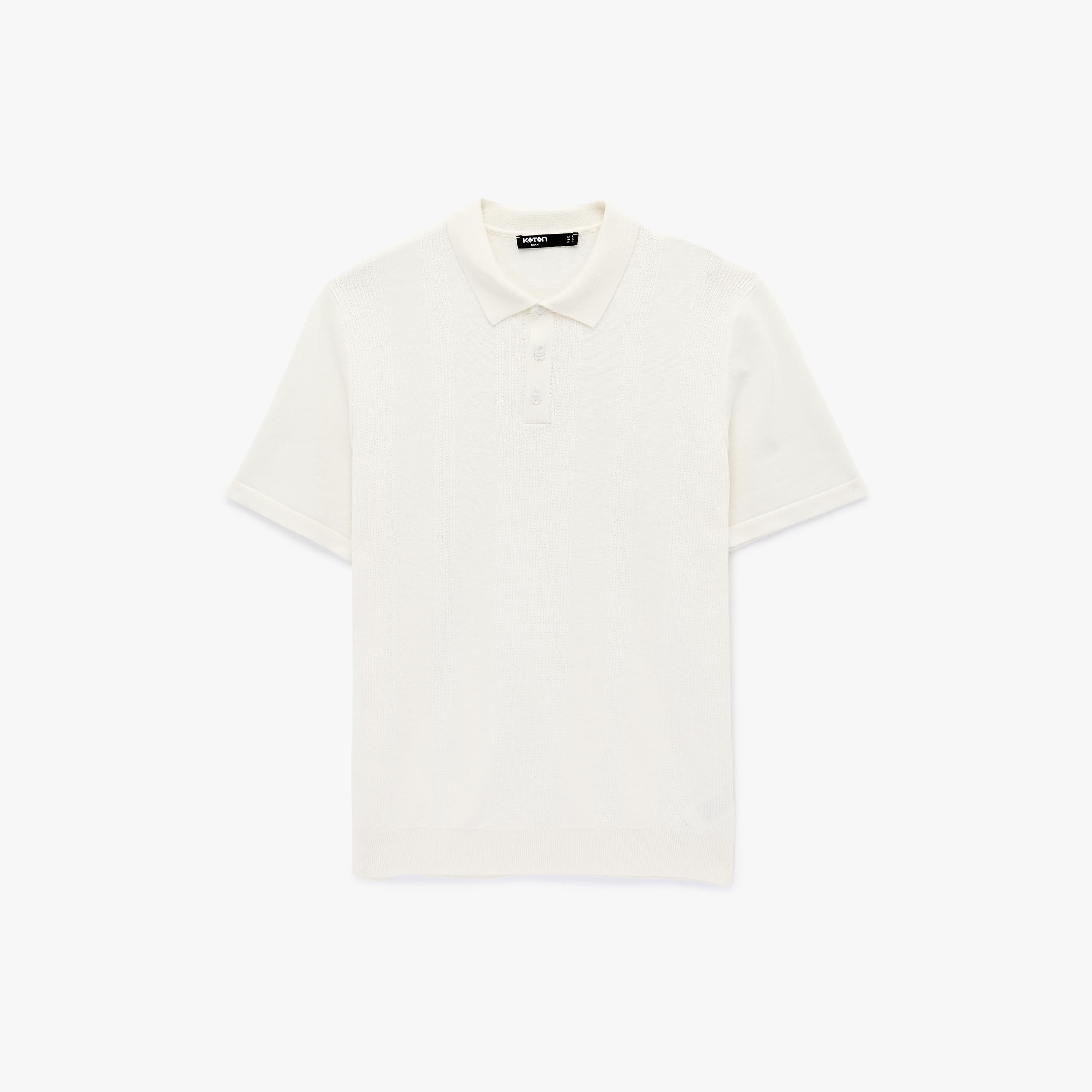 KOTON Textured Collared Short Sleeves Men's Knitted Polo T-Shirt-men-clothing-tshirtsandpolos-polos-image-3