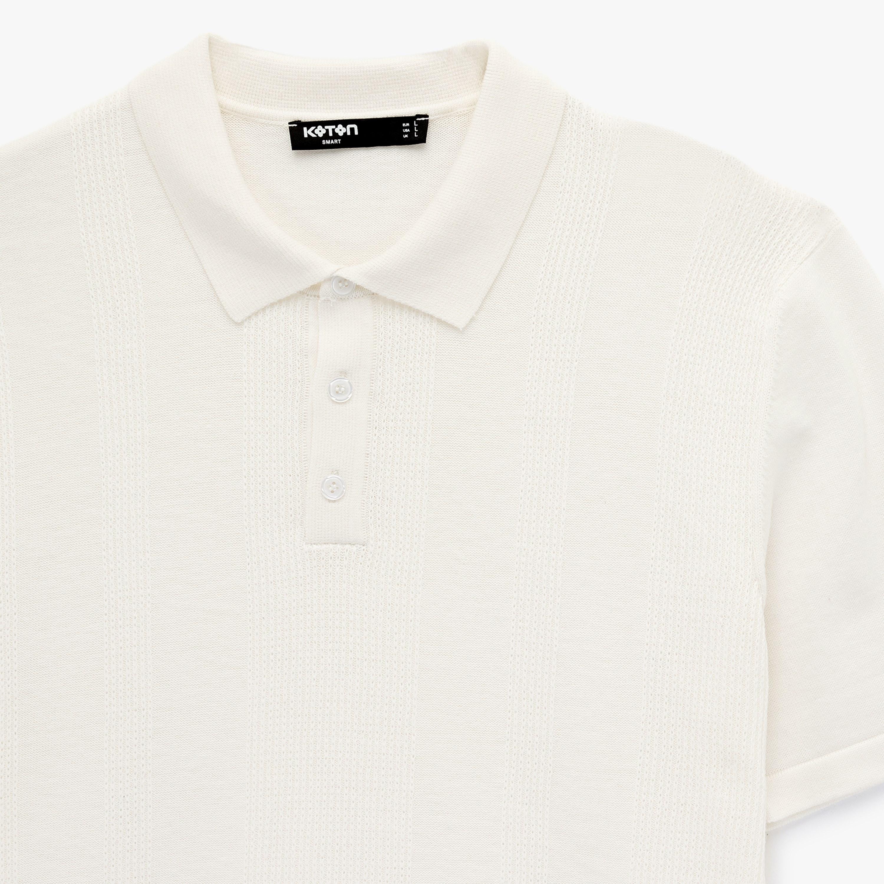 KOTON Textured Collared Short Sleeves Men's Knitted Polo T-Shirt-men-clothing-tshirtsandpolos-polos-image-5
