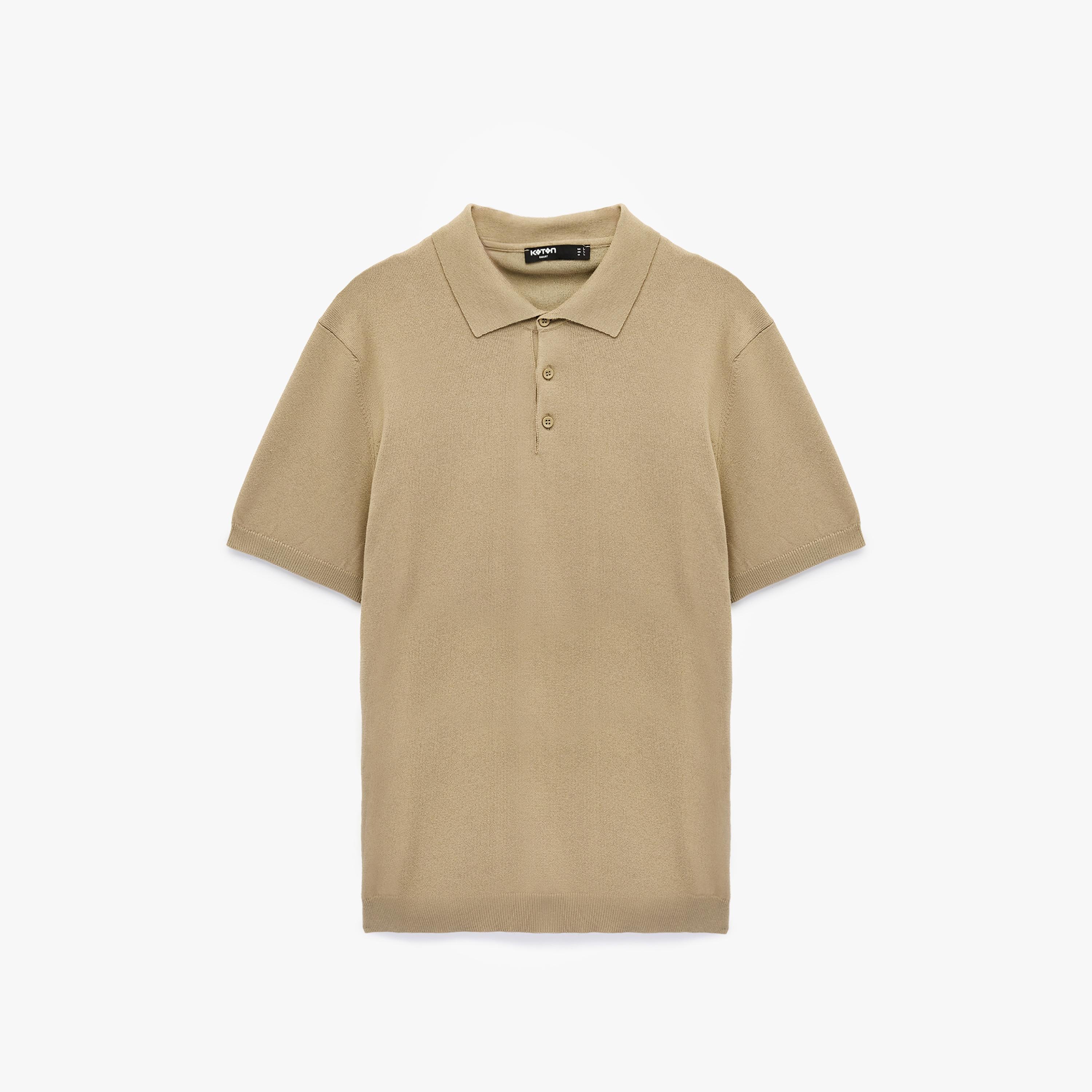 KOTON Plain Collared Short Sleeves Men's Knitted Polo T-Shirt-men-clothing-tshirtsandpolos-polos-image-3