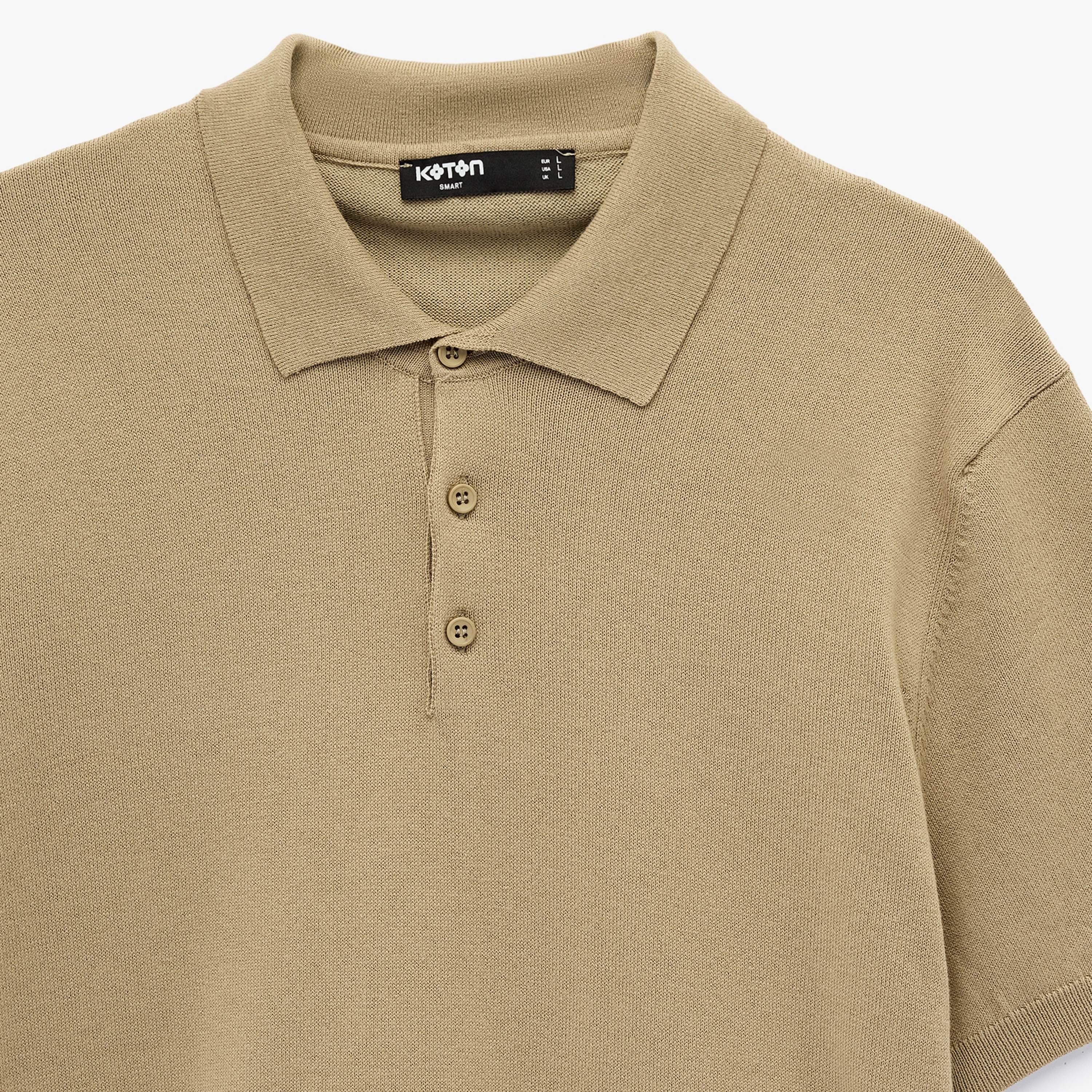KOTON Plain Collared Short Sleeves Men's Knitted Polo T-Shirt-men-clothing-tshirtsandpolos-polos-image-5