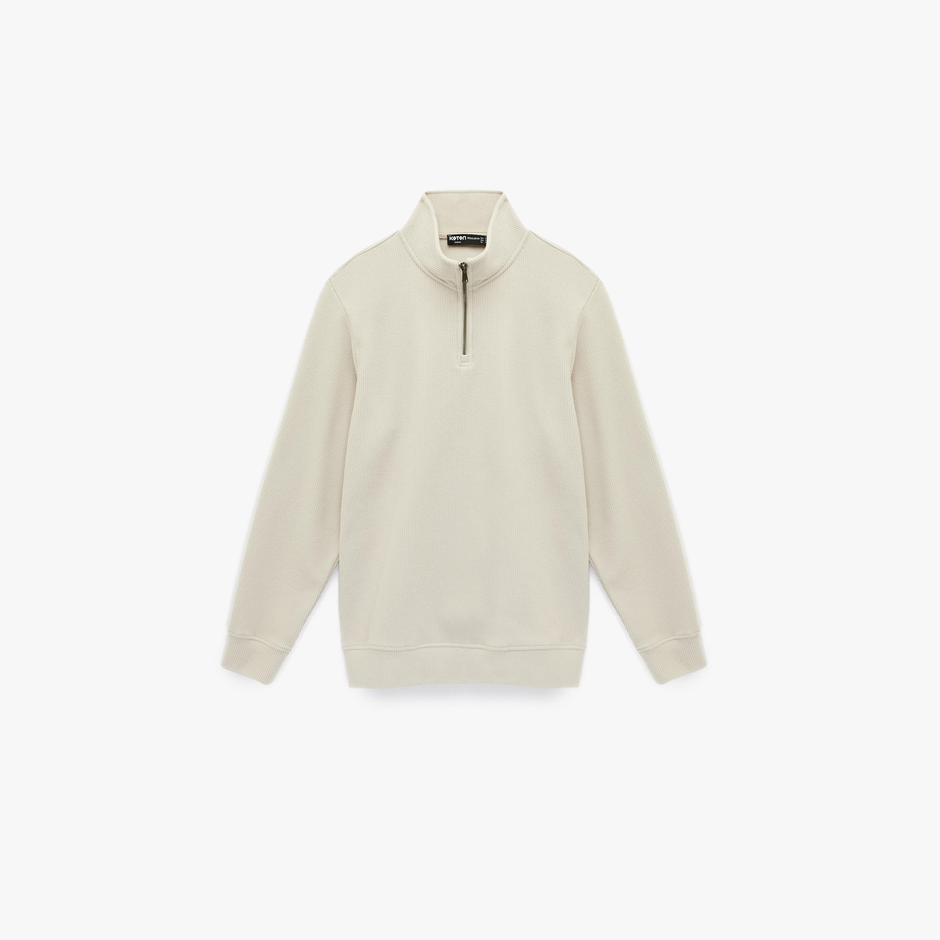 KOTON Ribbed High Neck Long Sleeves Men's Sweatshirt-men-winterwear-hoodiesandsweatshirts-image-4