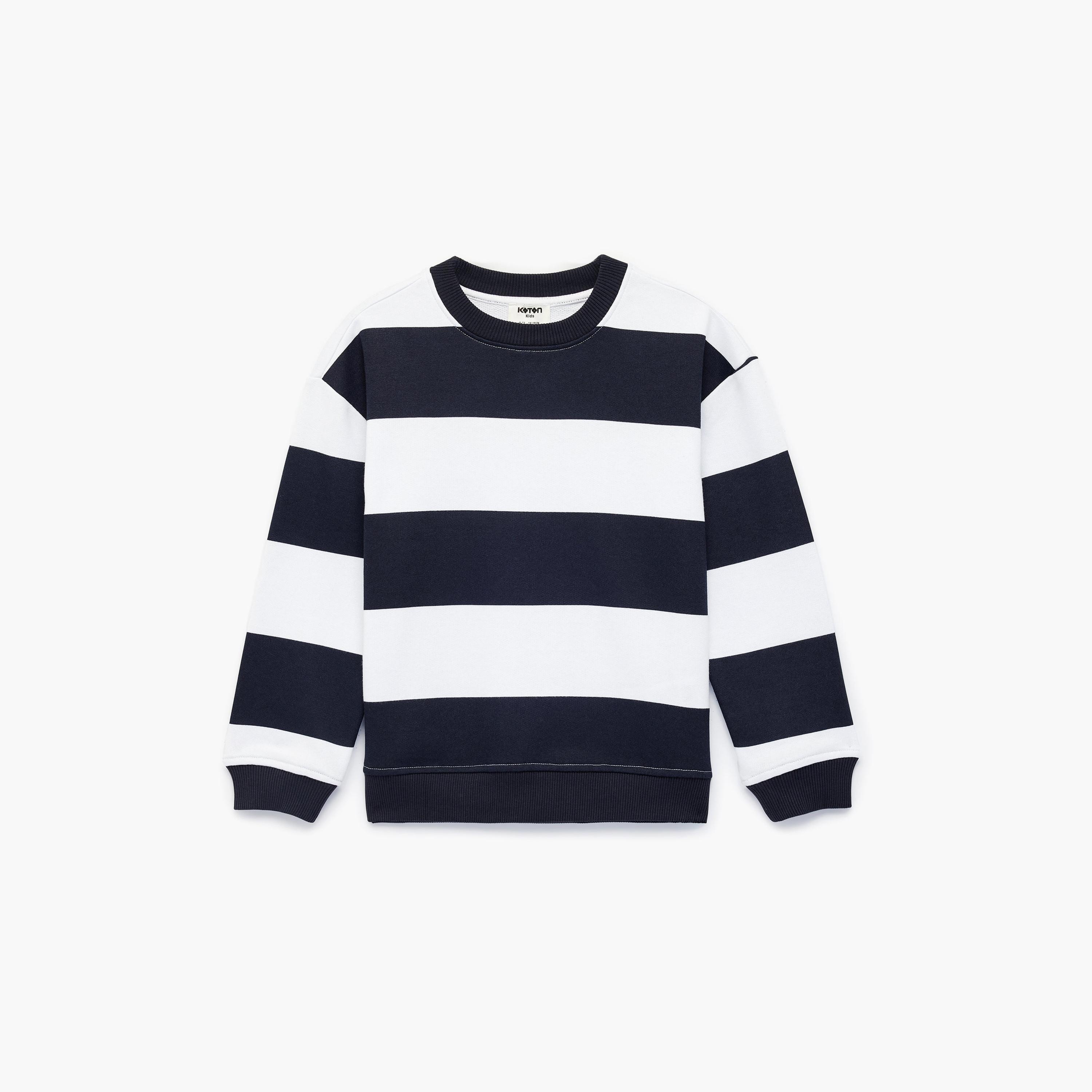 سويت شيرت مخطط عرضياً بأكمام طويلة من كوتون-boys-clothing-sweatshirts-image-1