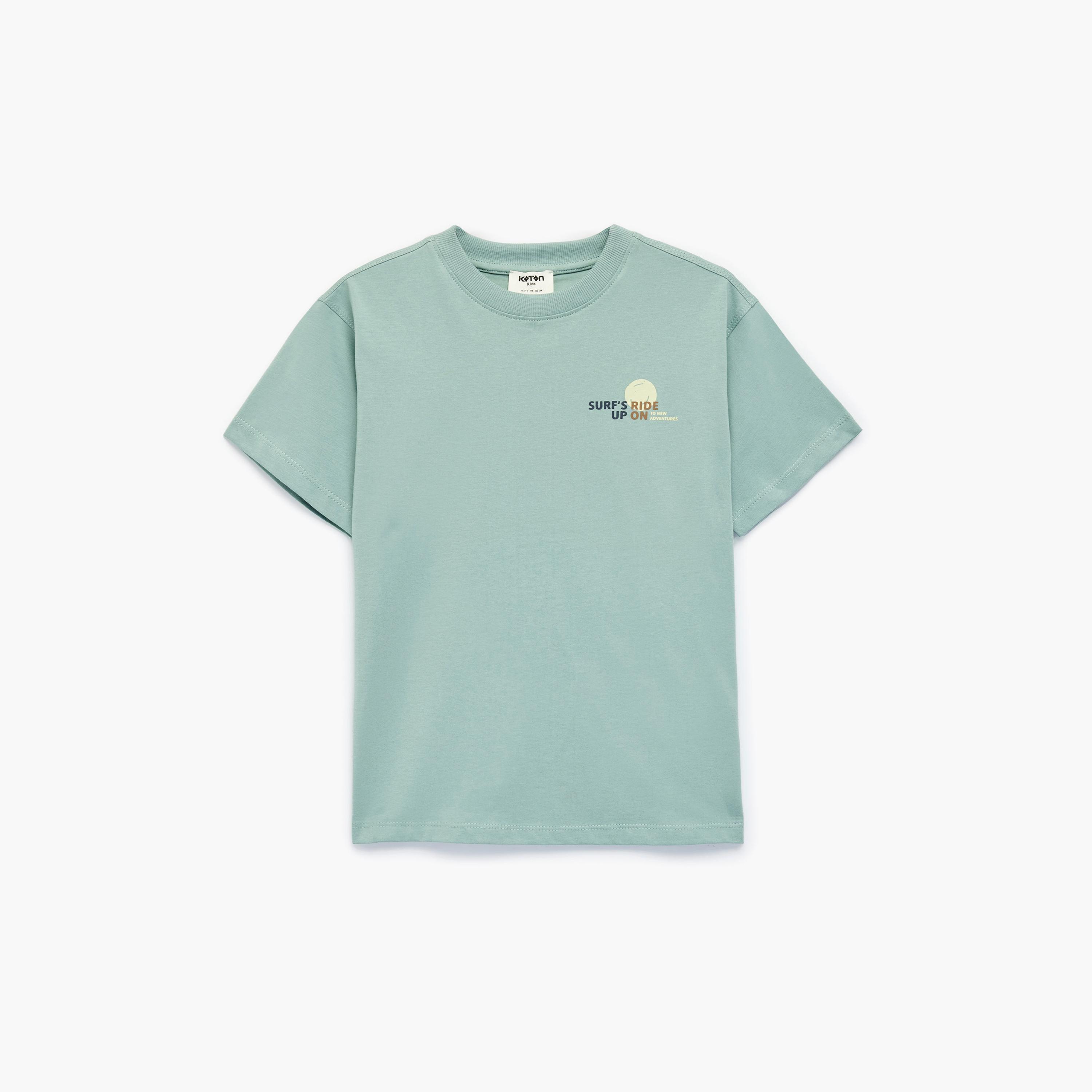 تي شيرت بطبعة شجر النخيل بأكمام قصيرة من كوتون-boys-clothing-tshirtsandpolos-image-1