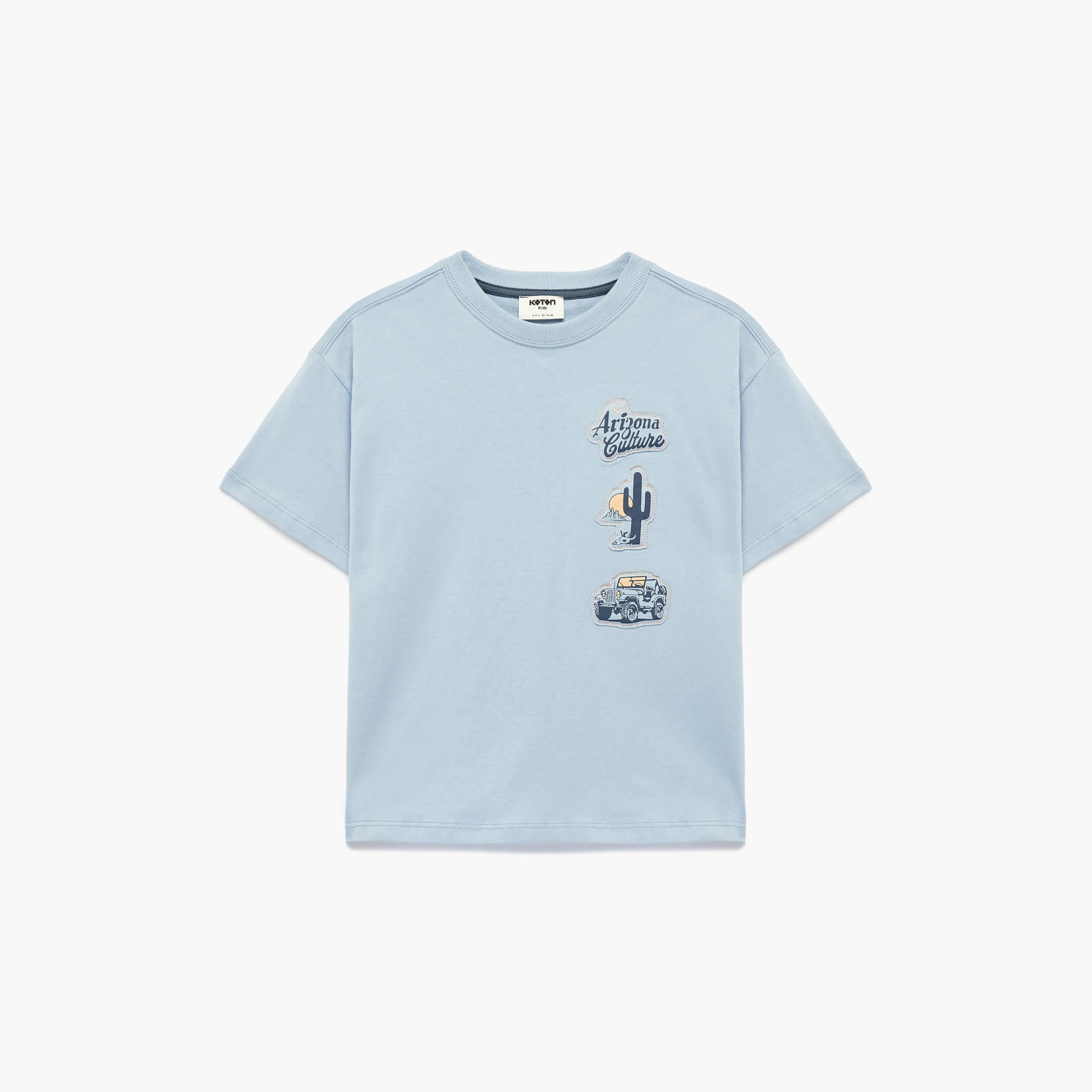 تي شيرت بتطريز صبار بأكمام قصيرة من كوتون-boys-clothing-tshirtsandpolos-image-1