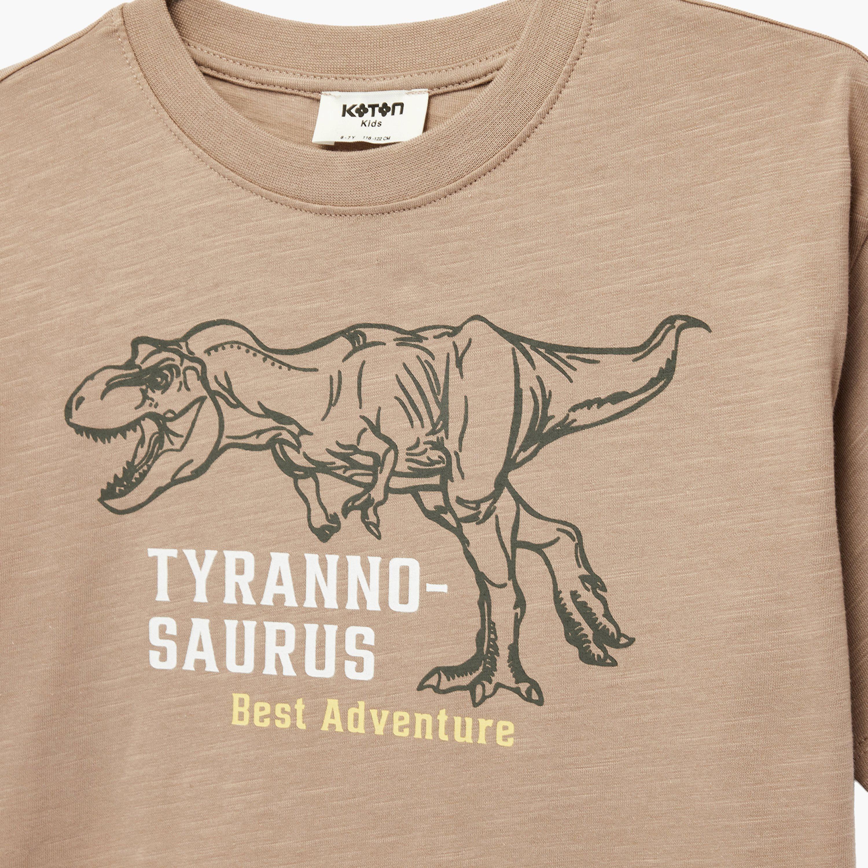 Koton Short Sleeves Dinisaur Printed T-Shirt-boys-clothing-tshirtsandpolos-image-3