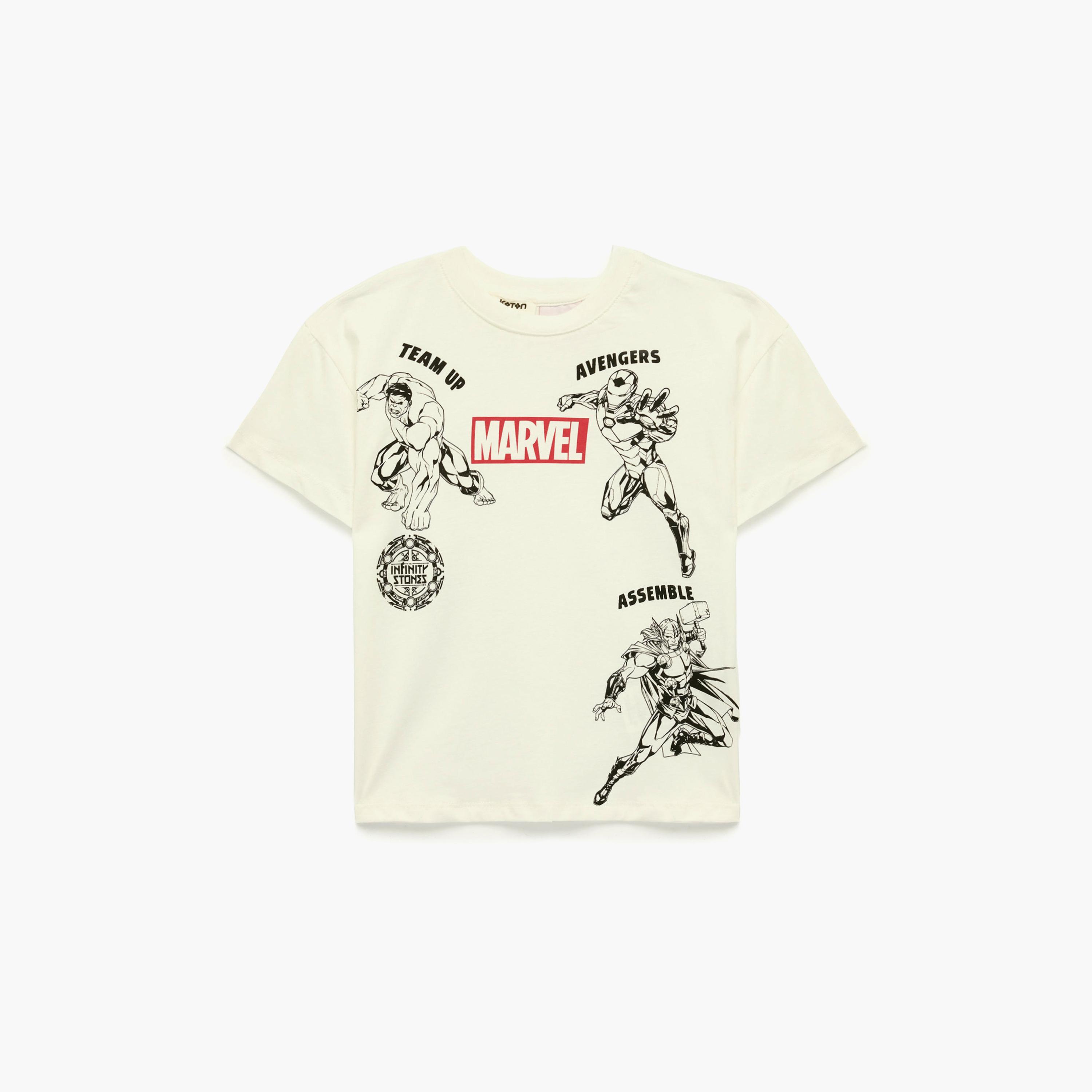 تي شيرت بطبعة "مارفل" بأكمام قصيرة من كوتون-boys-clothing-tshirtsandpolos-image-1