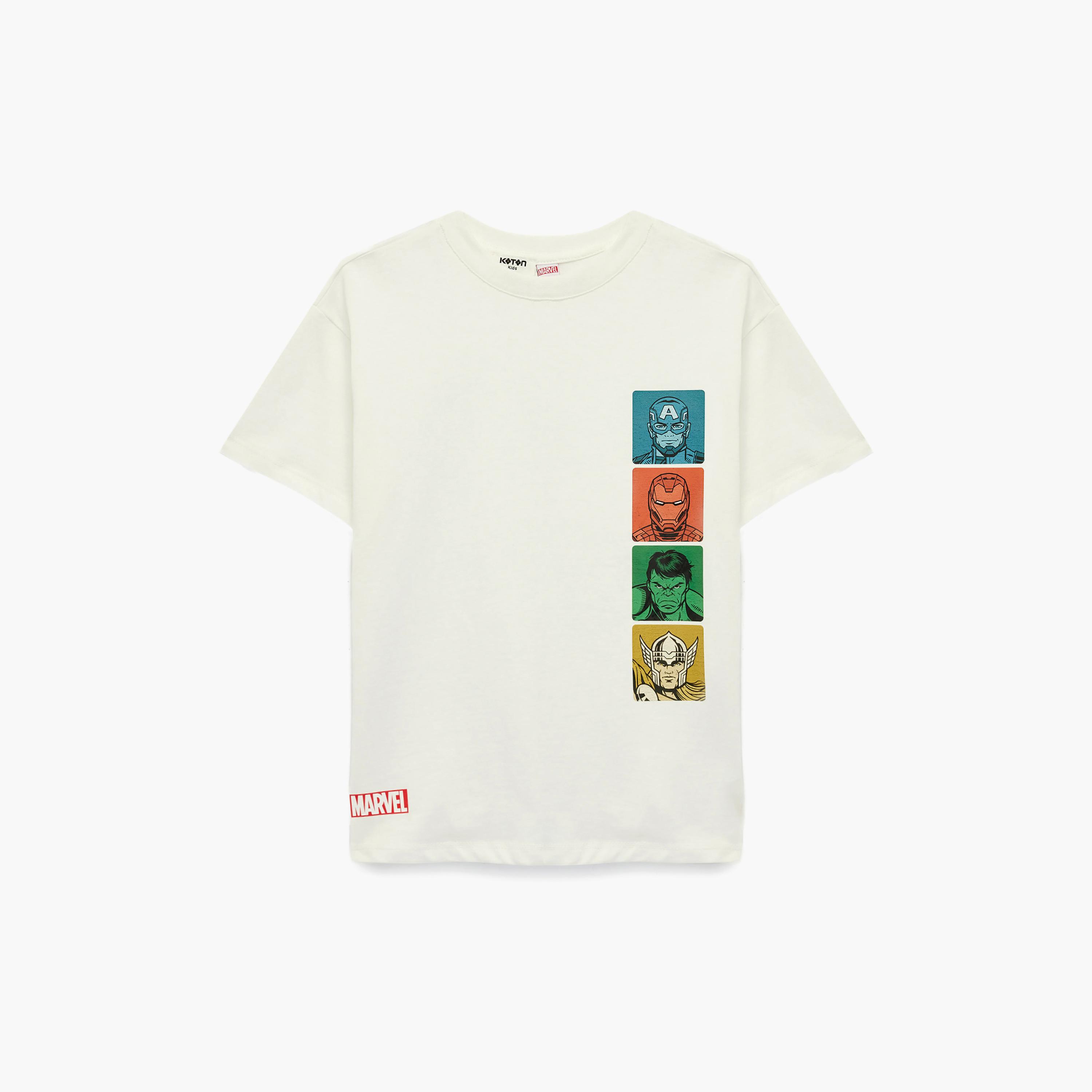 تي شيرت "مارفل هيروز غرافيك" بأكمام قصيرة من كوتون-boys-clothing-tshirtsandpolos-image-1