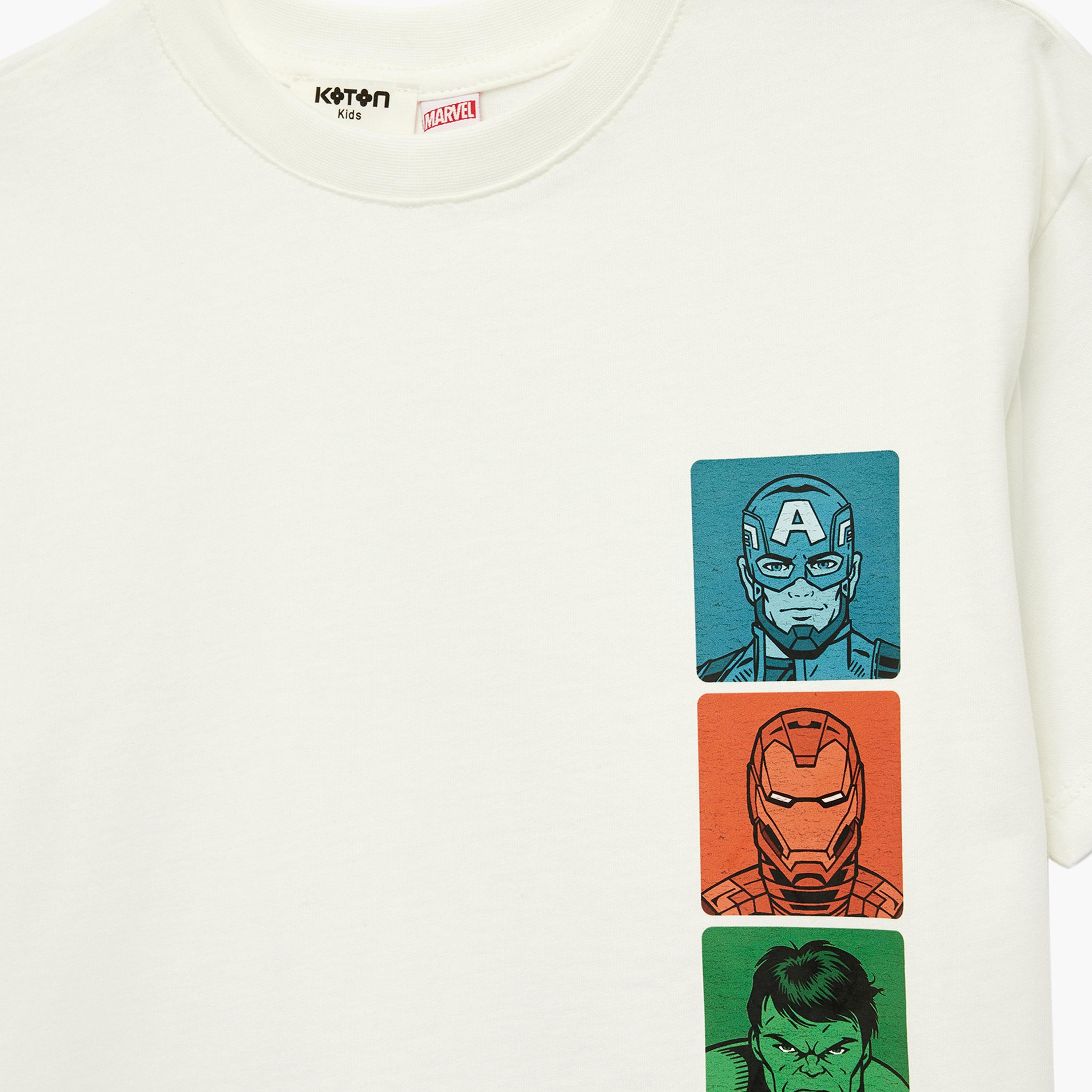 تي شيرت "مارفل هيروز غرافيك" بأكمام قصيرة من كوتون-boys-clothing-tshirtsandpolos-image-3