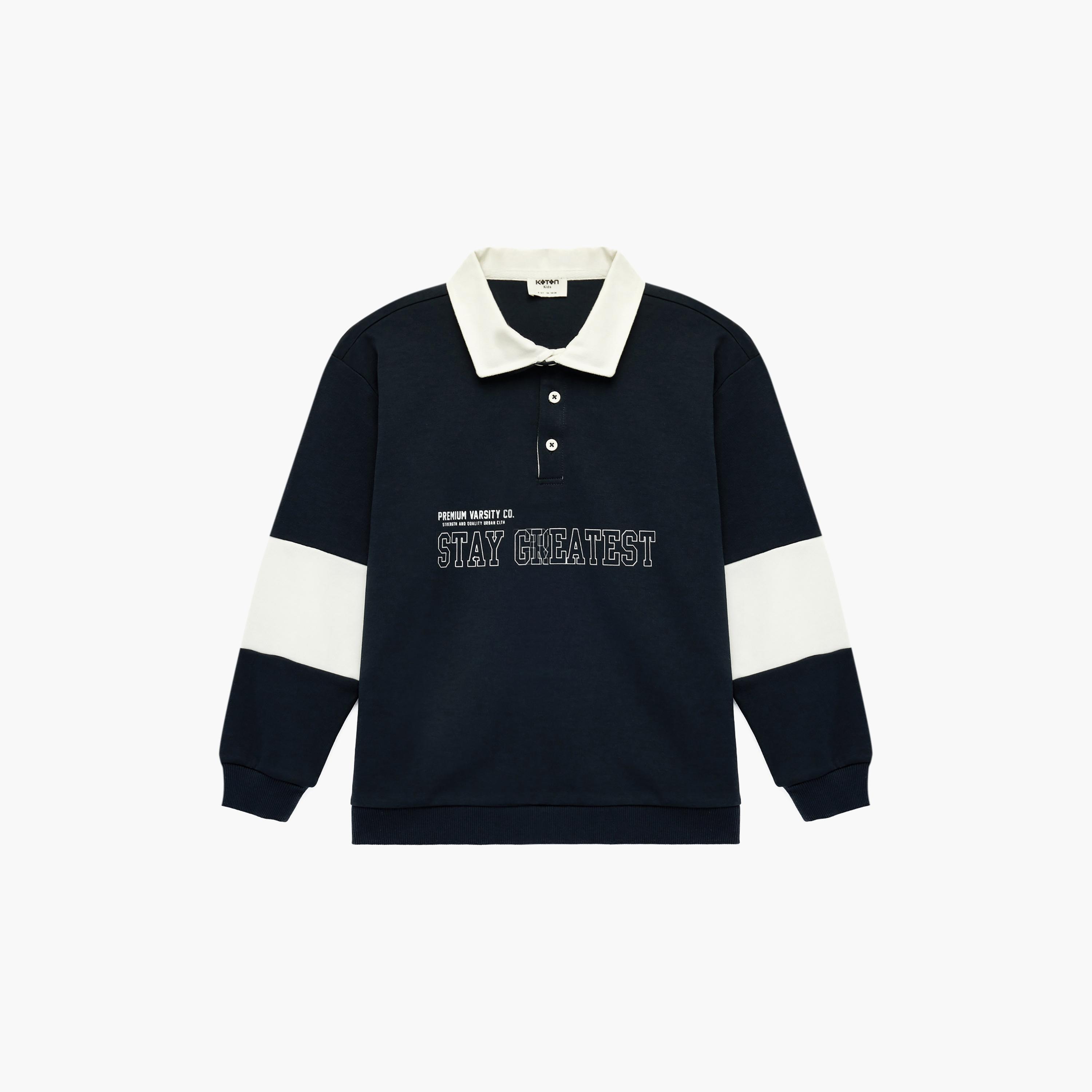 Koton Long Sleeves Embroidered Polo Neck Sweatshirt-boys-clothing-sweatshirts-image-1
