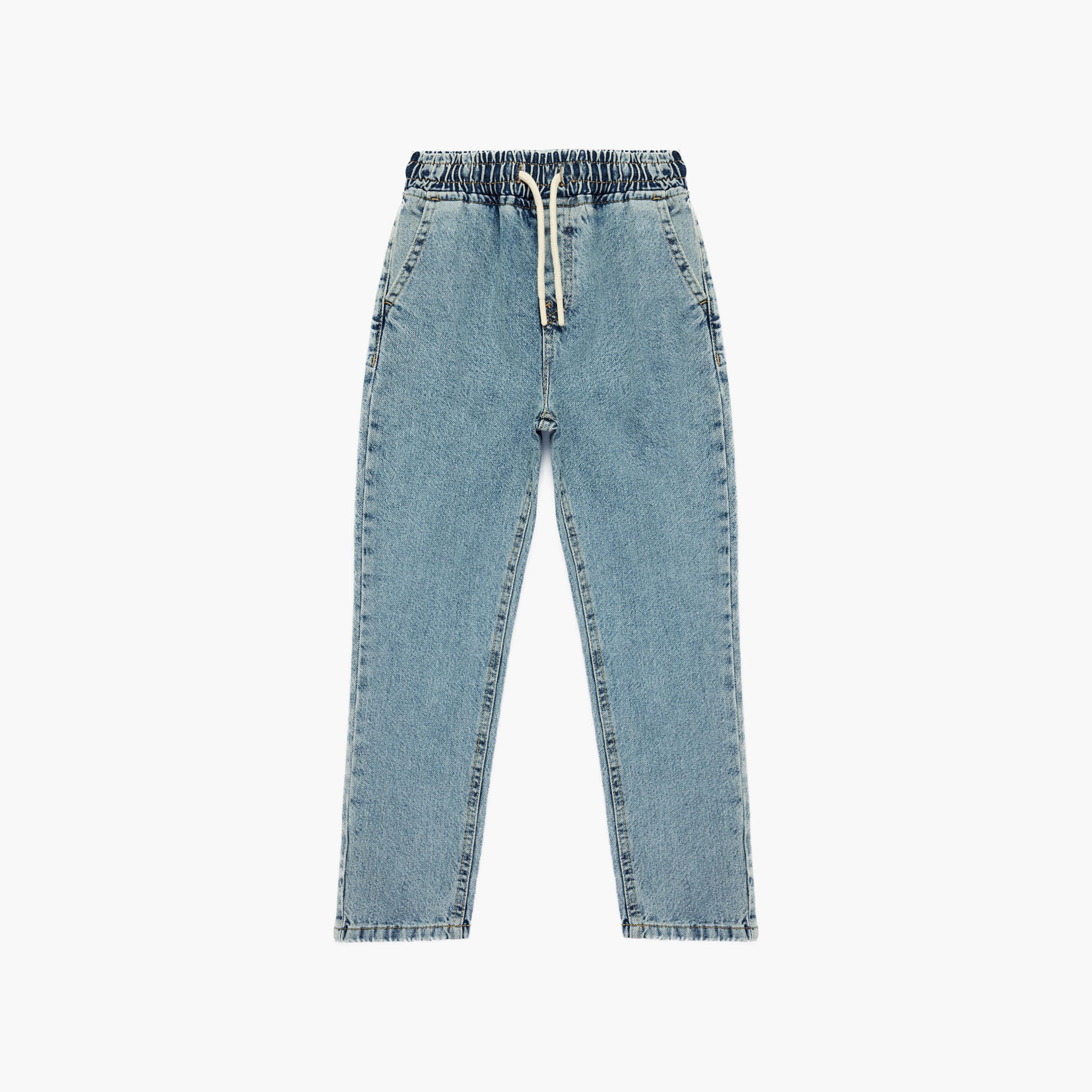 بنطلون جينز "جوغرز" دنيم برباط خصر من كوتون-boys-clothing-bottoms-jeans-image-1