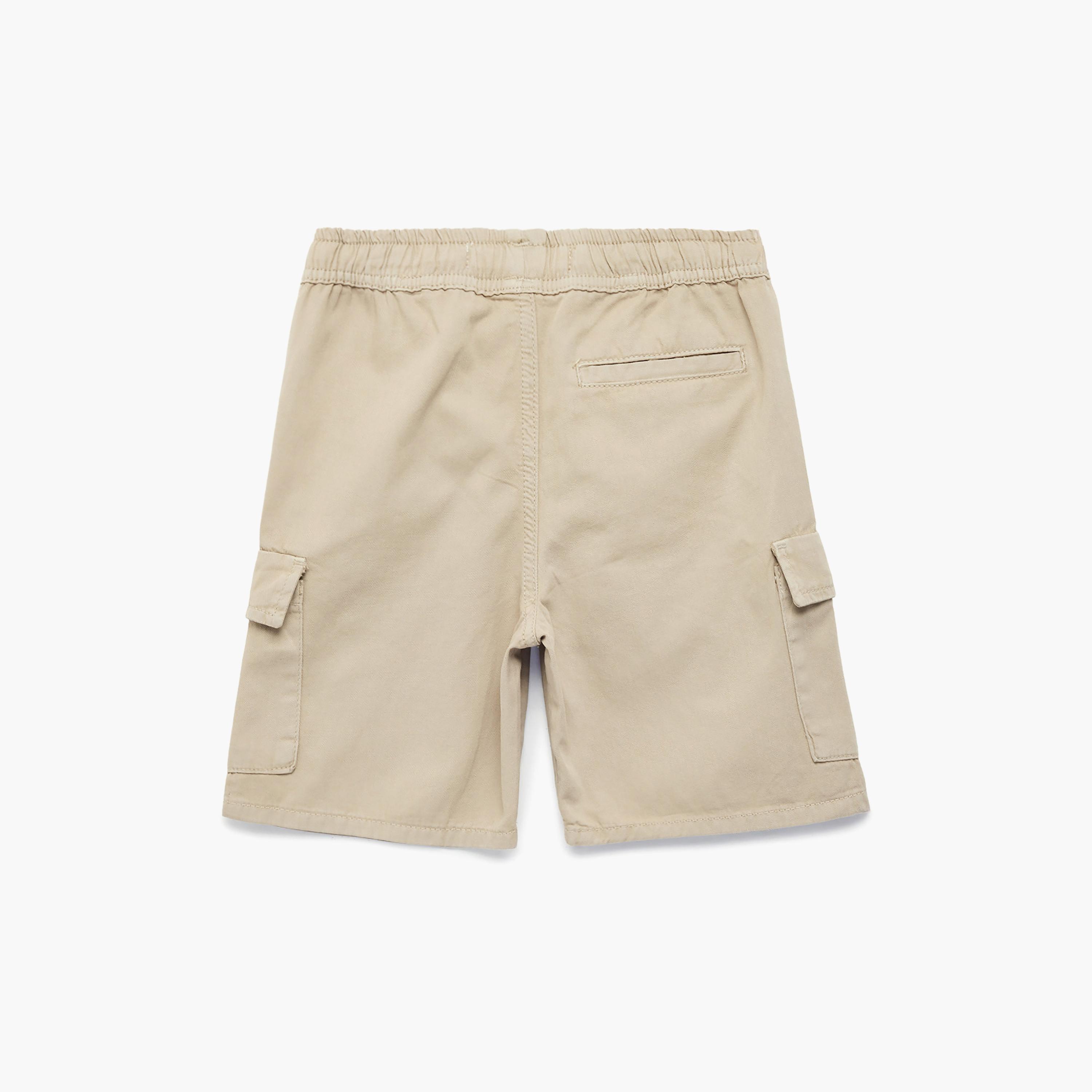 Koton Solid Drawstring Cargo Shorts-boys-clothing-bottoms-shorts-image-2