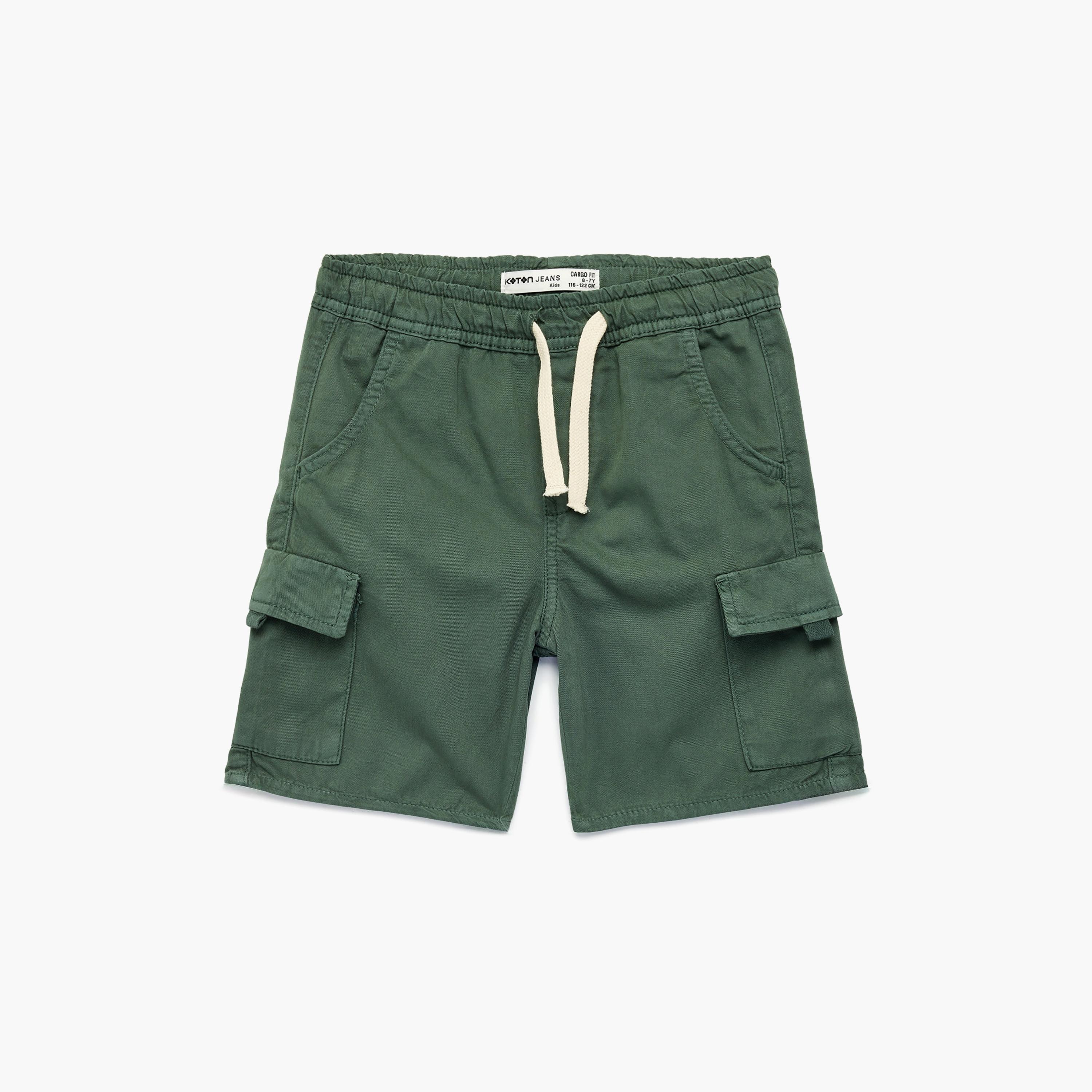 شورت "كارغو" سادة برباط "درو سترينغ" من كوتون-boys-clothing-bottoms-shorts-image-1