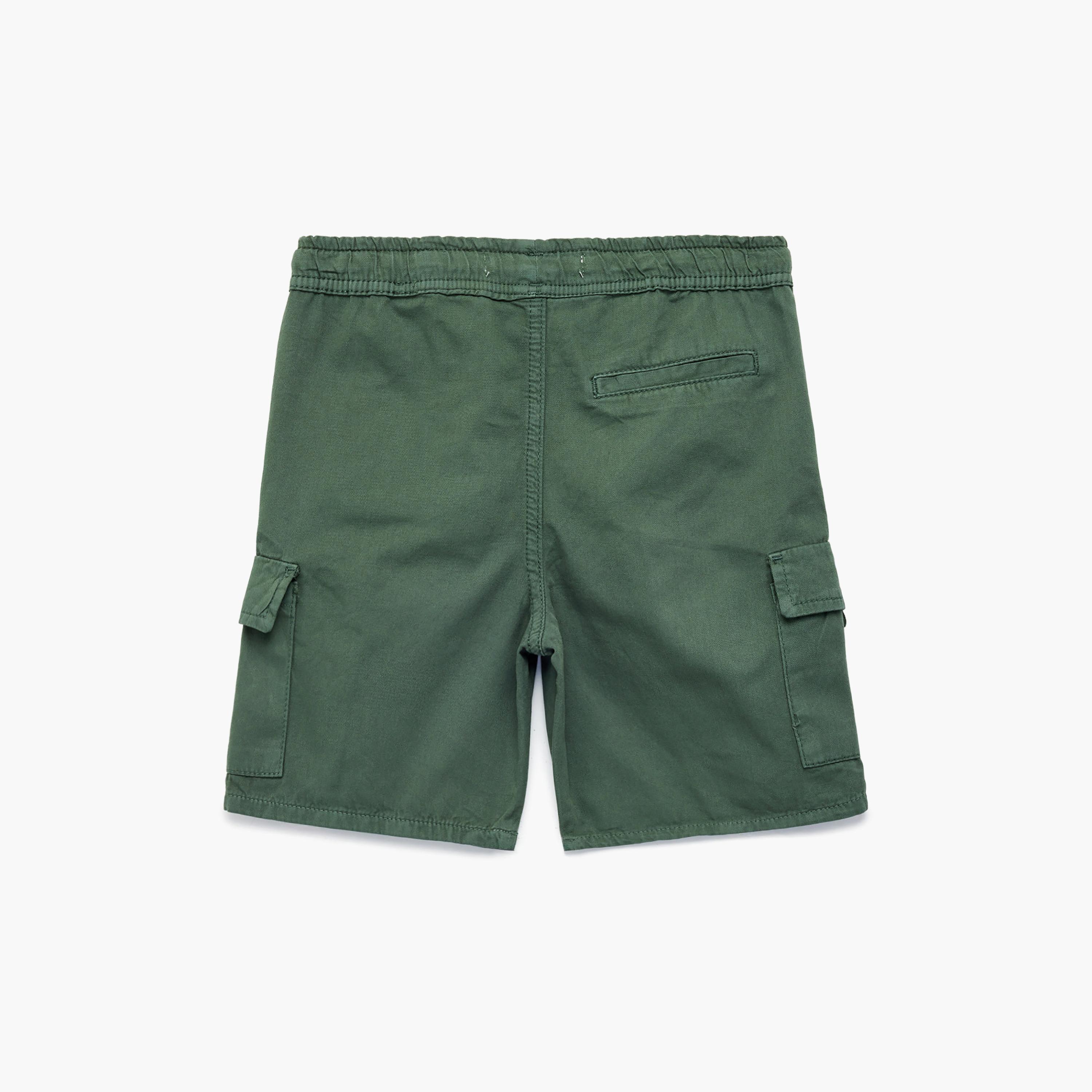 شورت "كارغو" سادة برباط "درو سترينغ" من كوتون-boys-clothing-bottoms-shorts-image-2