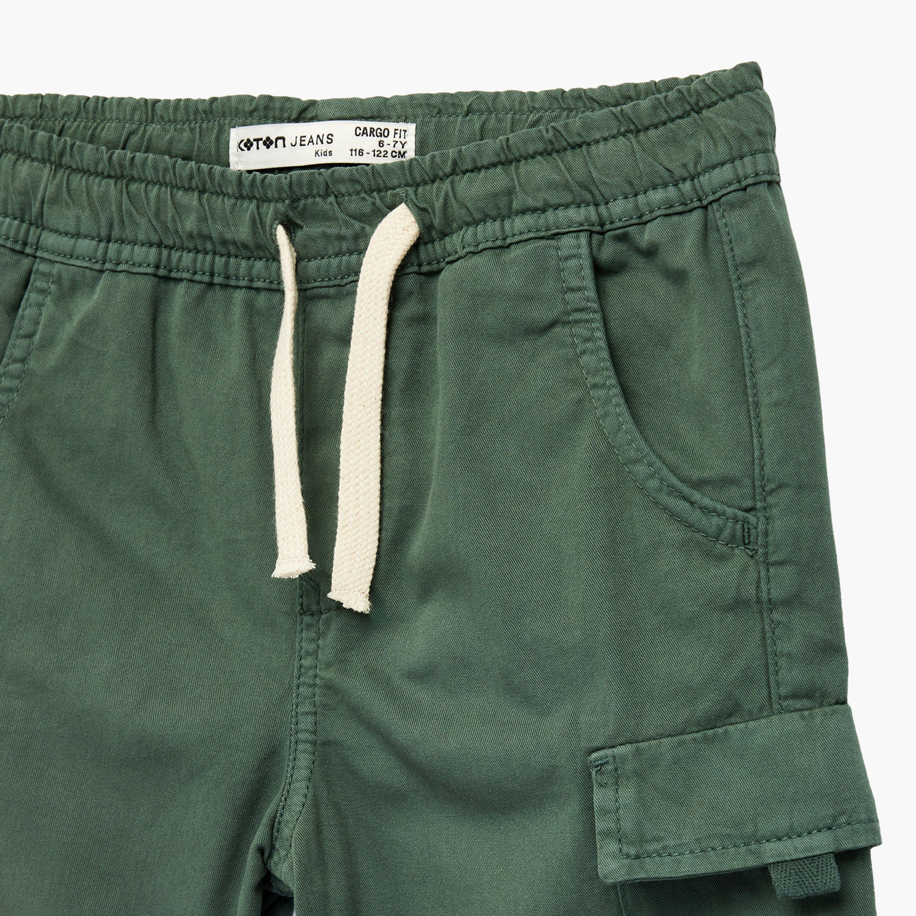 شورت "كارغو" سادة برباط "درو سترينغ" من كوتون-boys-clothing-bottoms-shorts-image-3
