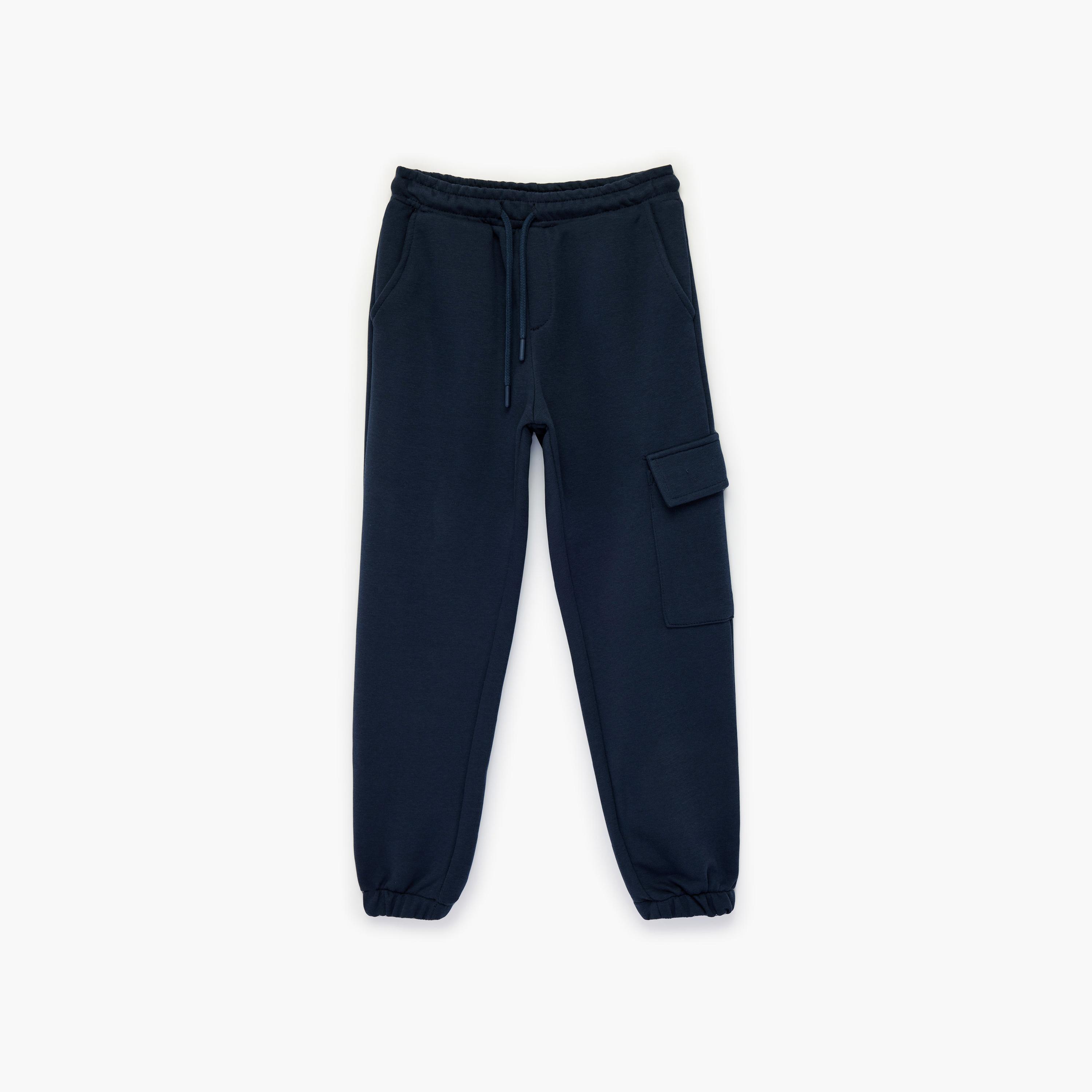 بنطلون "بيسك جوغرز" بخصر مطاطي وبرباط "درو سترينغ" من كوتون-boys-clothing-bottoms-joggersandtrackpants-image-1