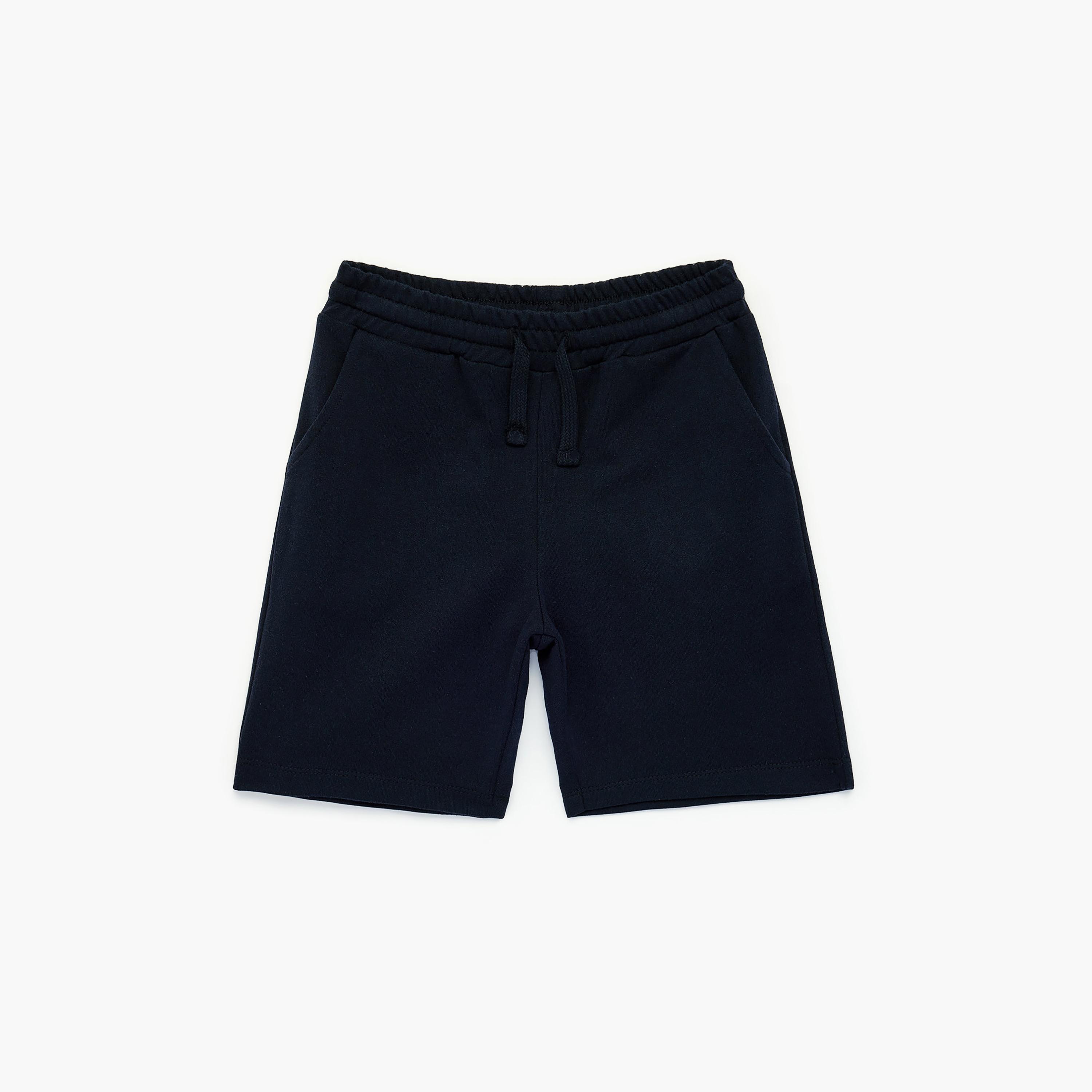 Koton Pocketed Drawstring Cotton Blended Basic Shorts-boys-clothing-bottoms-shorts-image-1