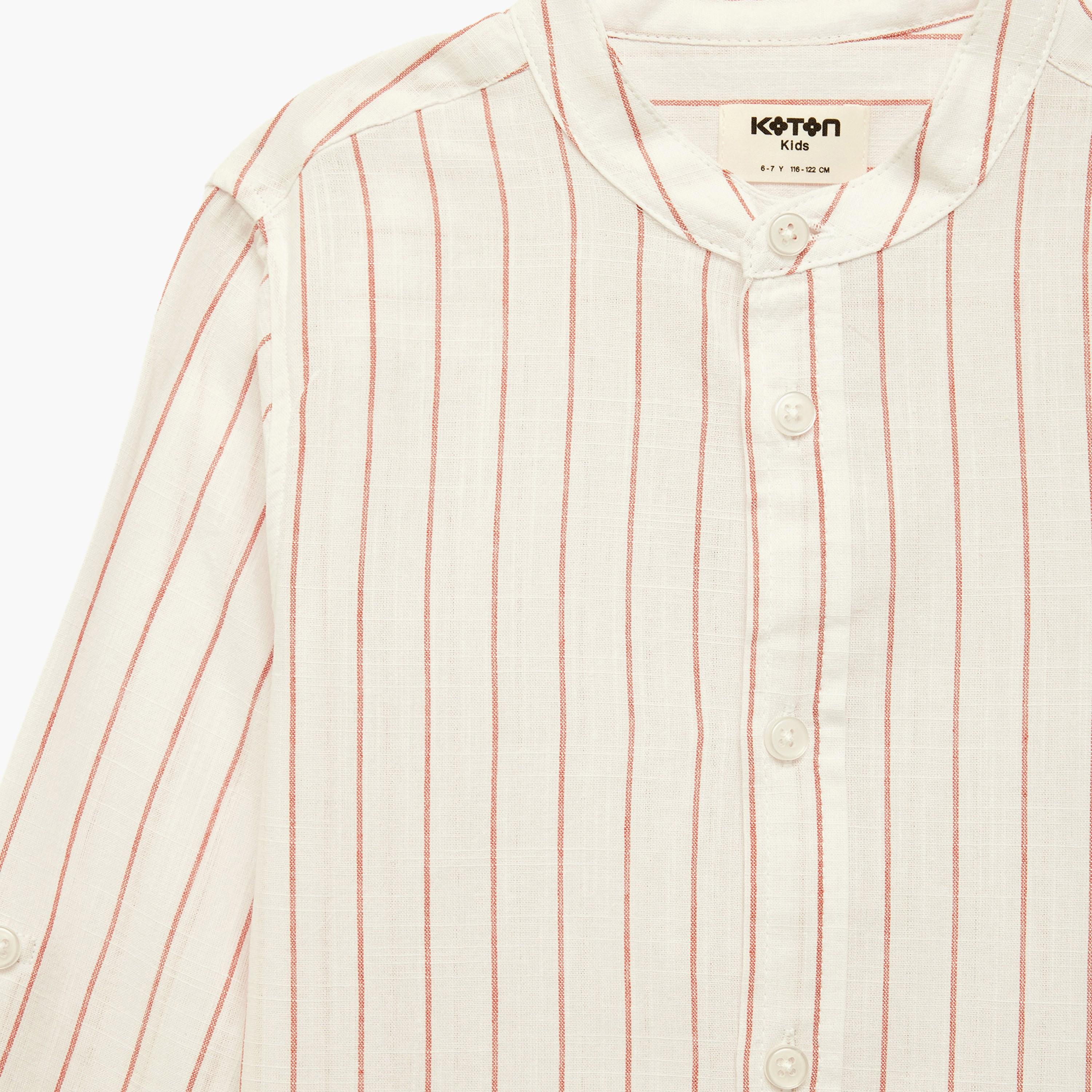 Koton Long Sleeves Striped Mandarin Collar Shirt-boys-clothing-shirts-image-3