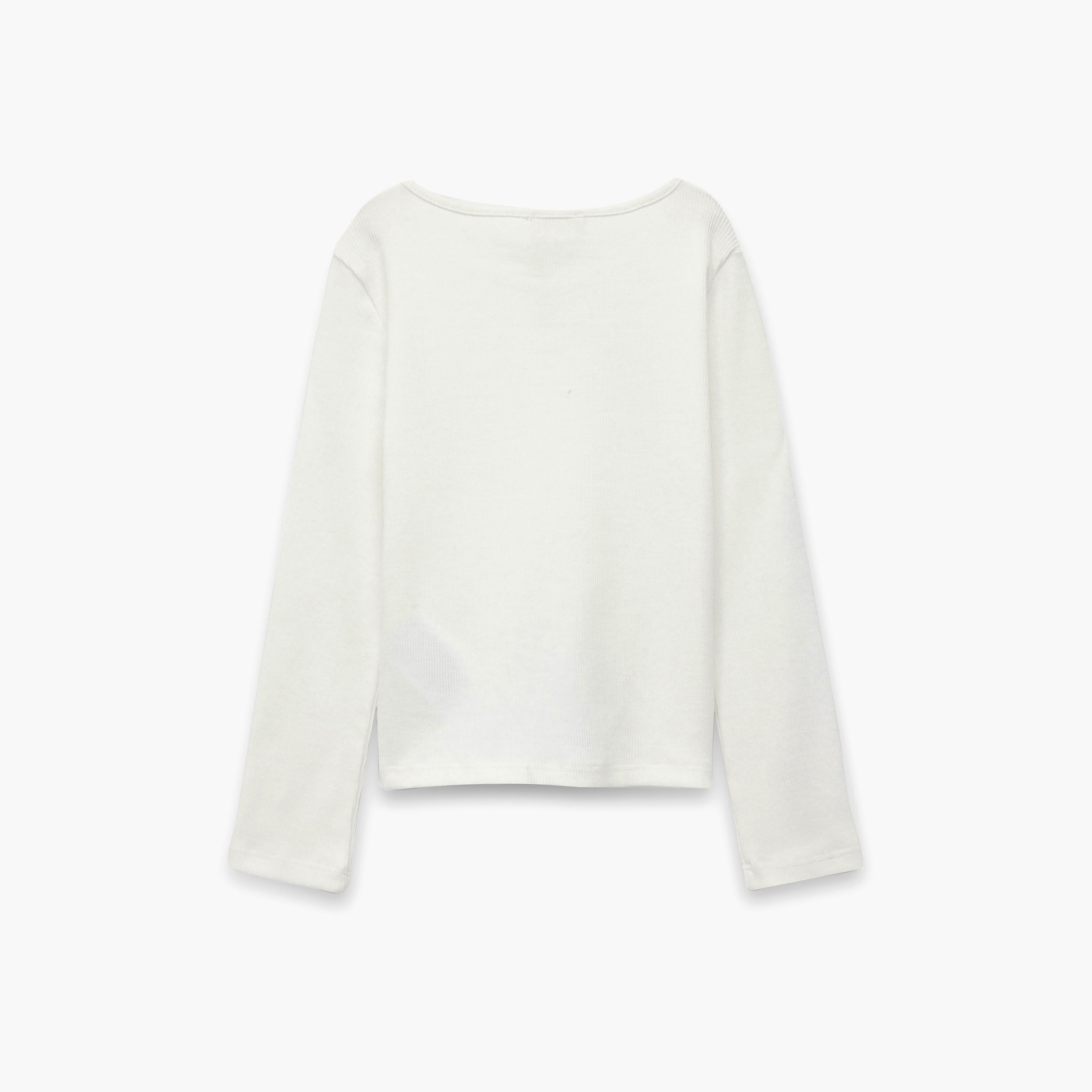 تي شيرت سادة بأكمام طويلة وطبعة "بوتي" من كوتون-girls-clothing-blousesandshirts-image-2