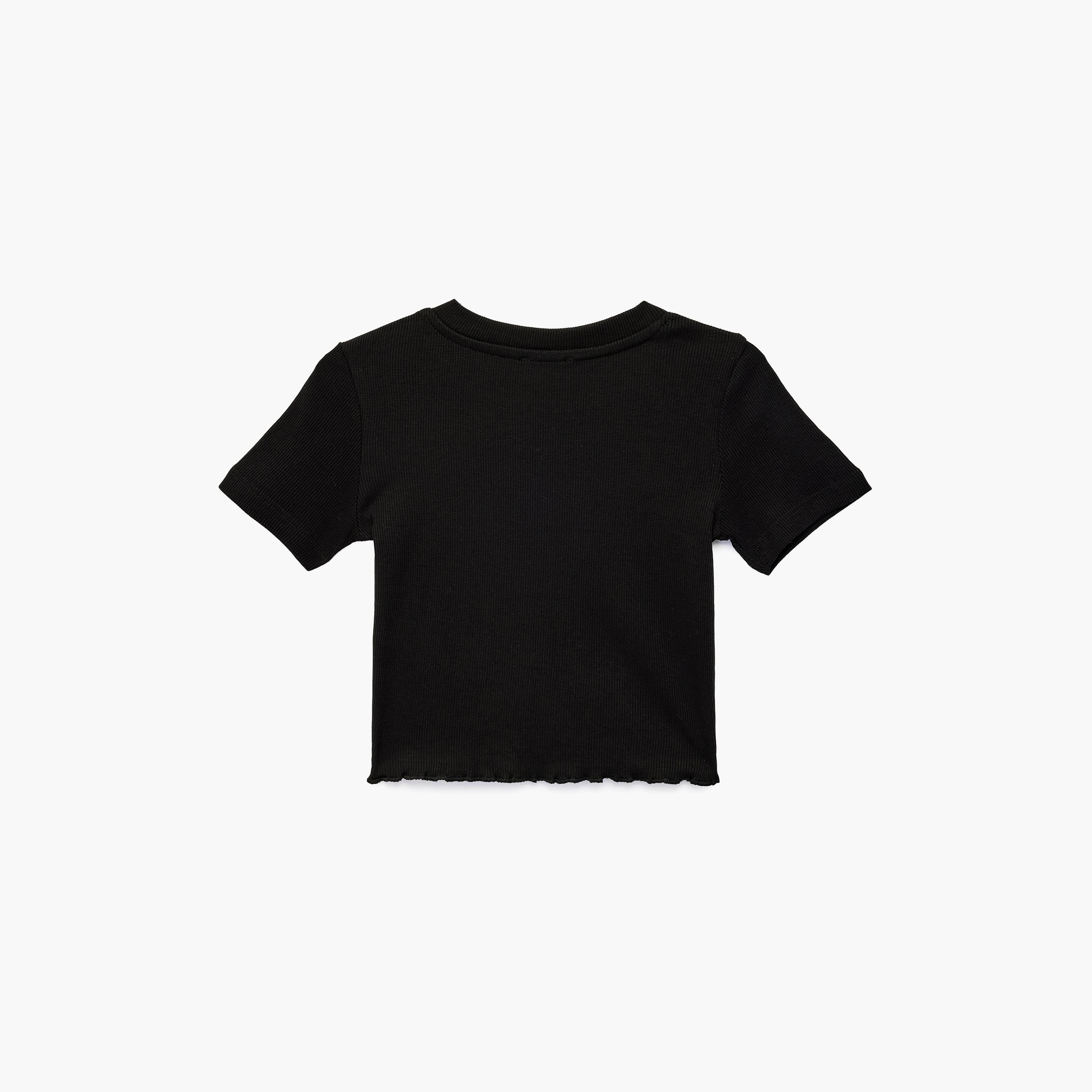 تي شيرت سادة بتفاصيل قلب وأكمام قصيرة من كوتون-girls-clothing-tshirts-image-2
