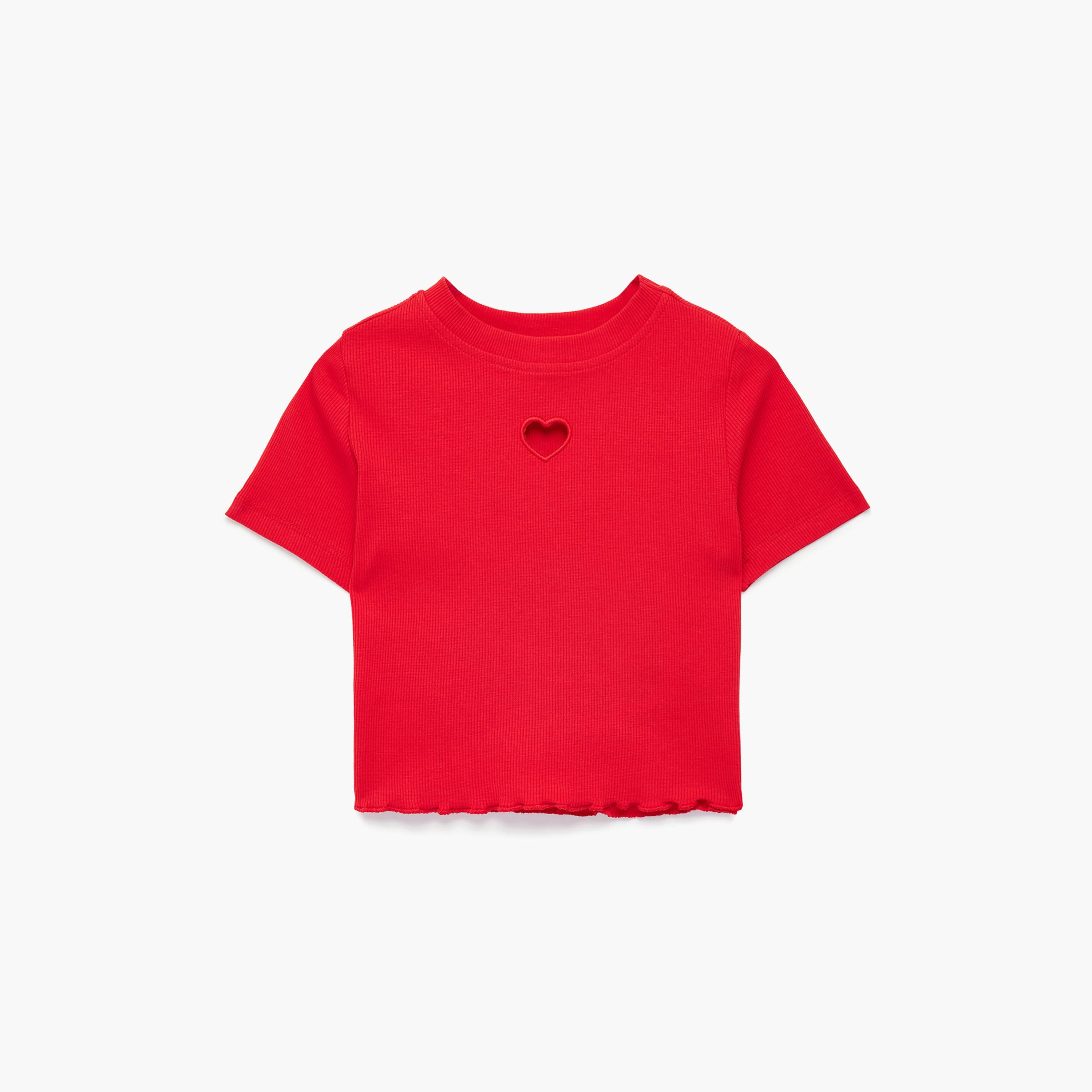 Koton Short Sleeves Heart Detailed Plain T-Shirt-girls-clothing-tshirts-image-1