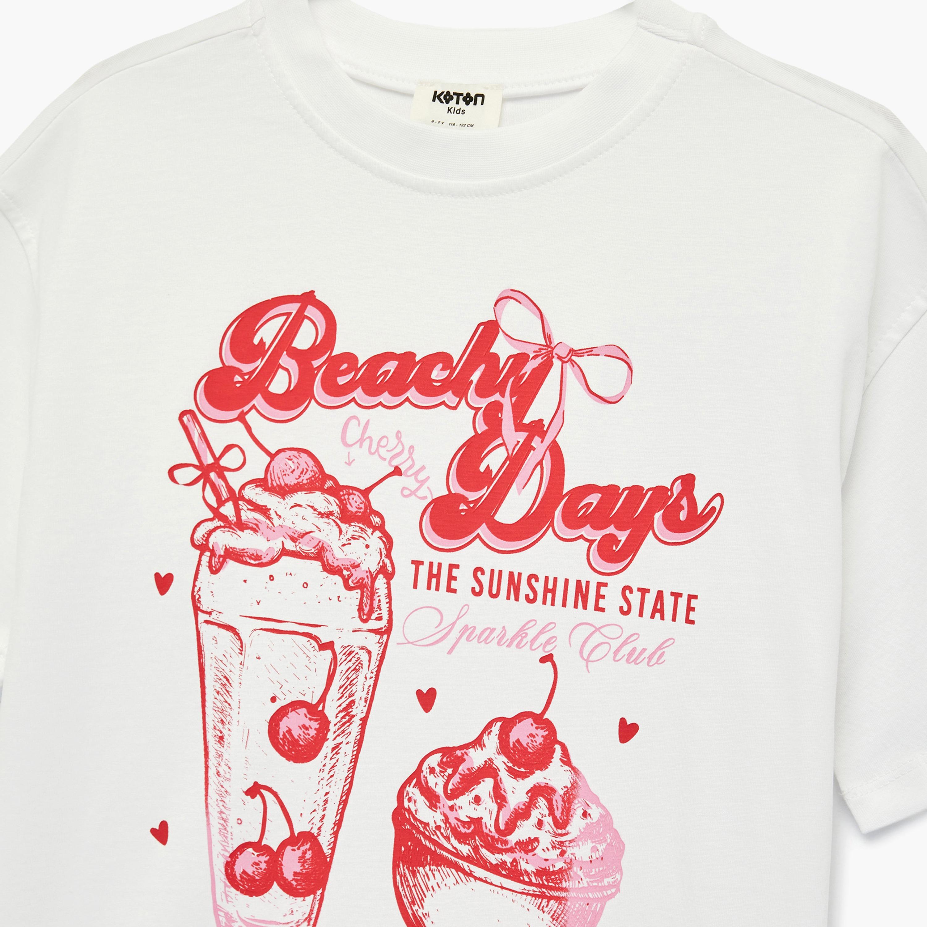 تي شيرت مطبوع بأكمام قصيرة من كوتون-girls-clothing-tshirts-image-3