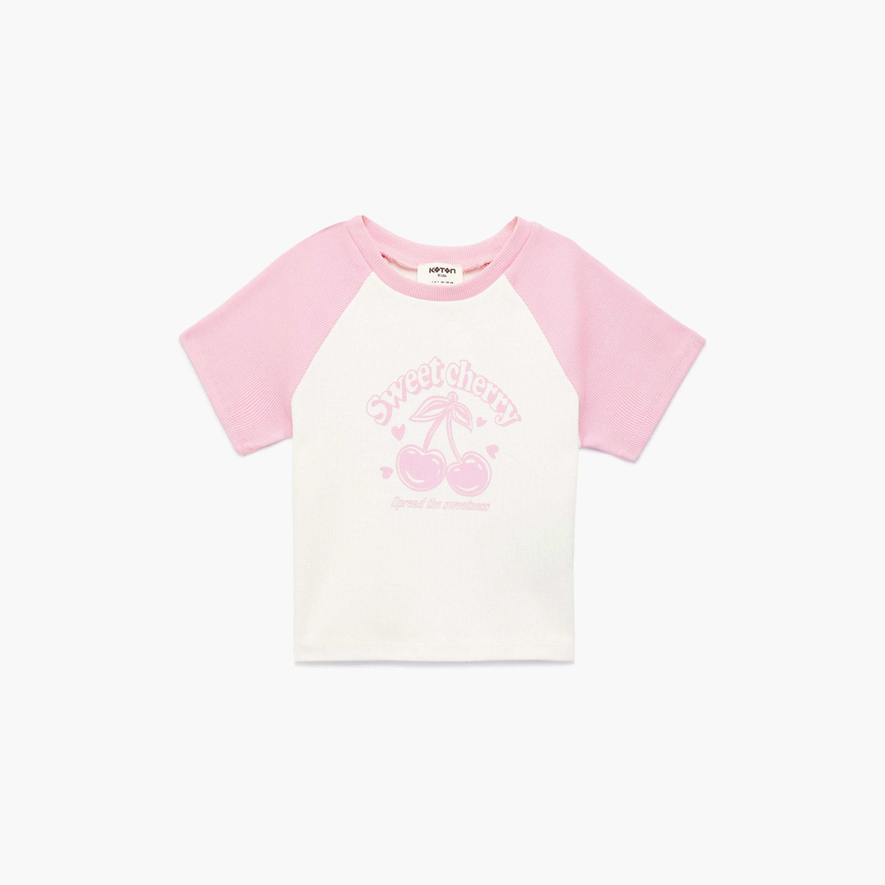 تي شيرت بطبعة كرز وأكمام قصيرة من كوتون-girls-clothing-tshirts-image-1