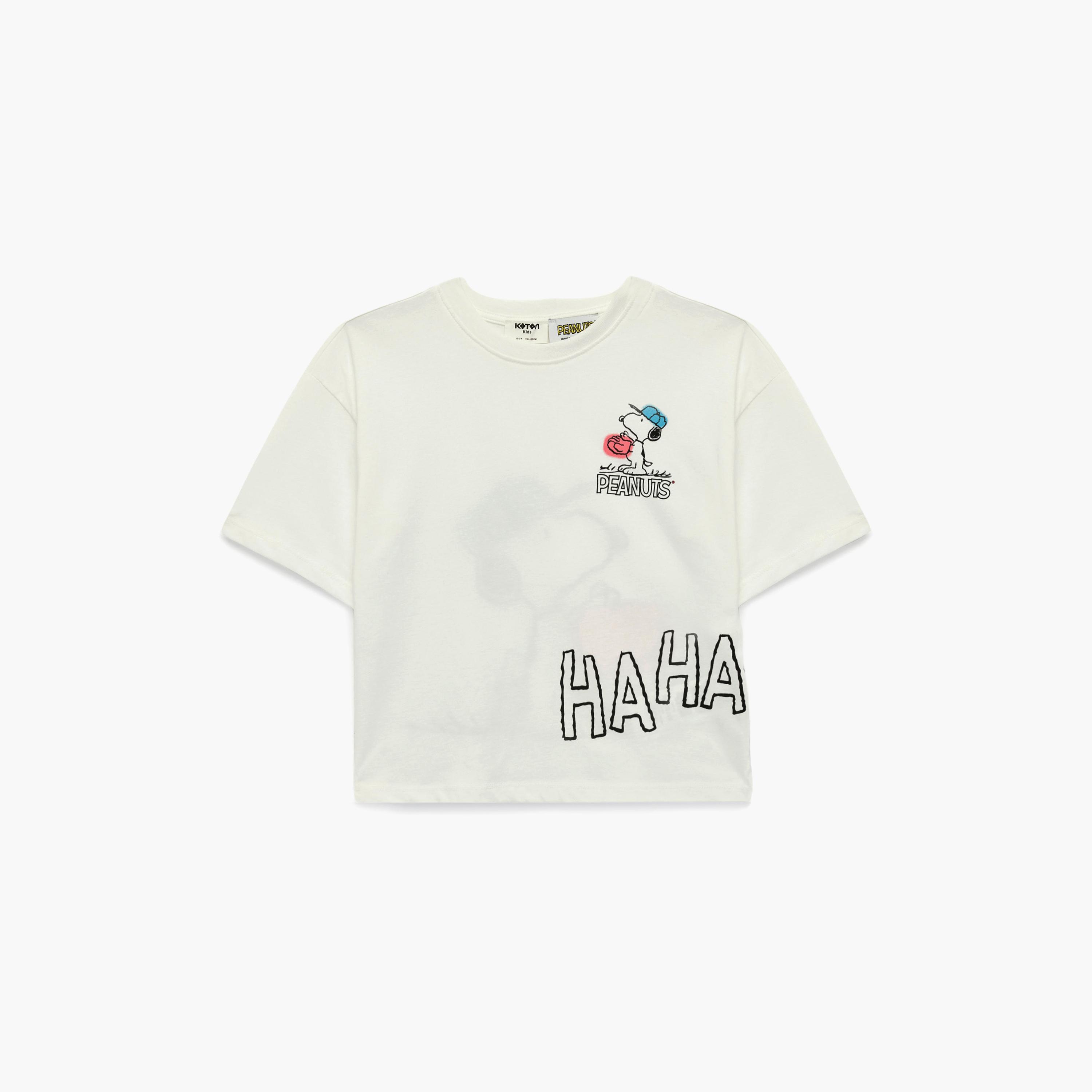 Koton Short Sleeves Snoopy Printed T-Shirt-girls-clothing-tshirts-image-1