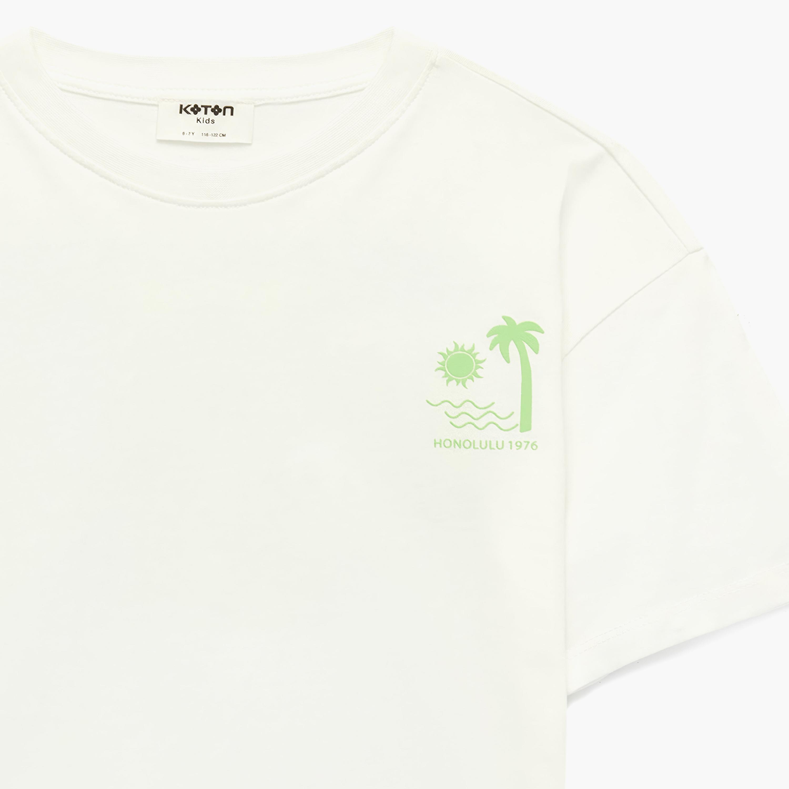 Koton Short Sleeves Palm Trees Printed T-Shirt-girls-clothing-tshirts-image-3