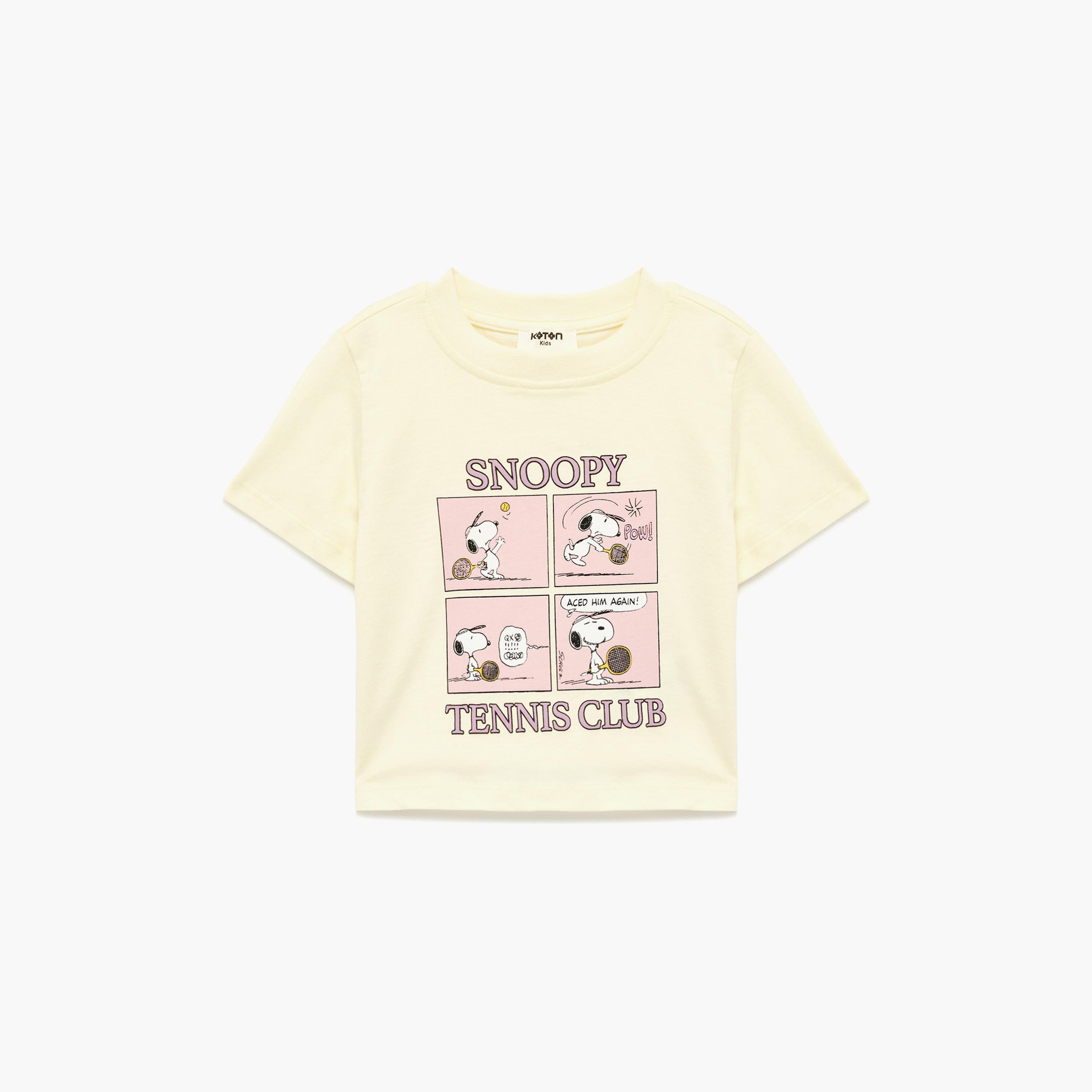تي شيرت بطبعة "سنوبي" وأكمام قصيرة من كوتون-girls-clothing-tshirts-image-1