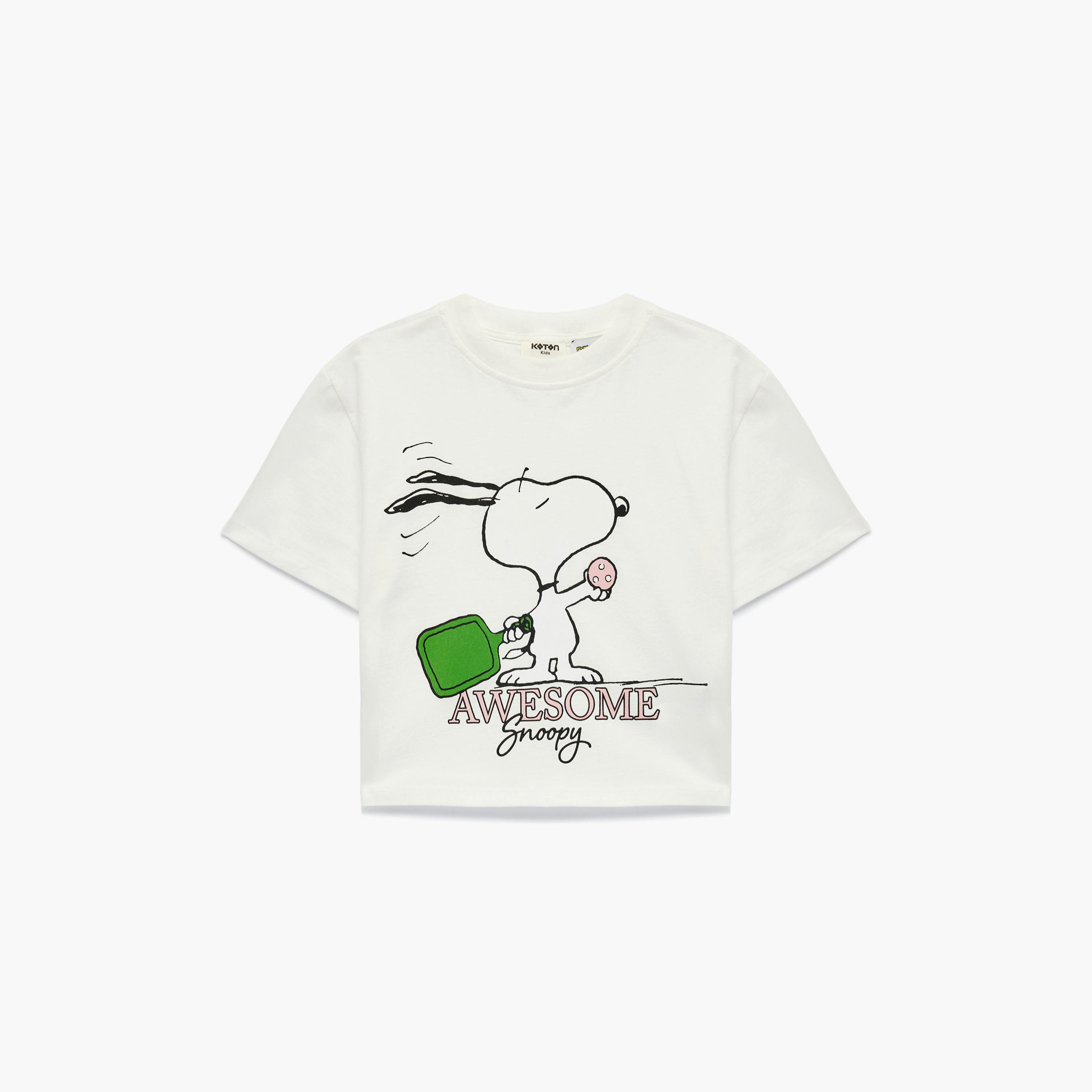 تي شيرت بطبعة "سنوبي" وأكمام قصيرة من كوتون-girls-clothing-tshirts-image-1