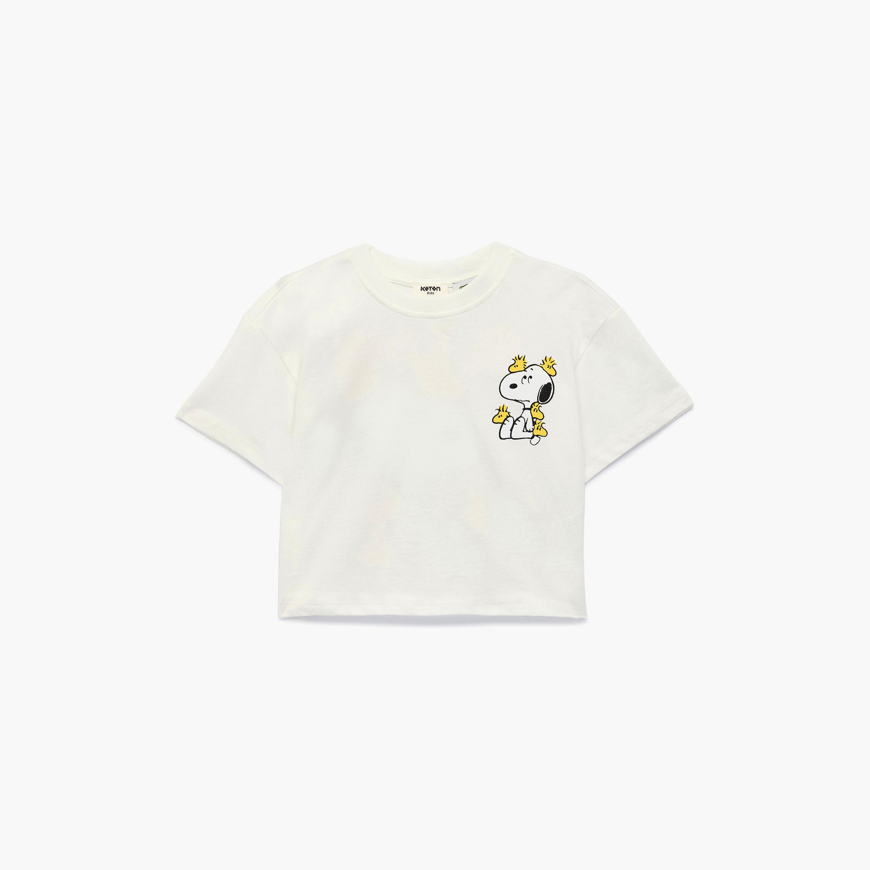 Koton Short Sleeves Snoopy Printed T-Shirt-girls-clothing-tshirts-image-1
