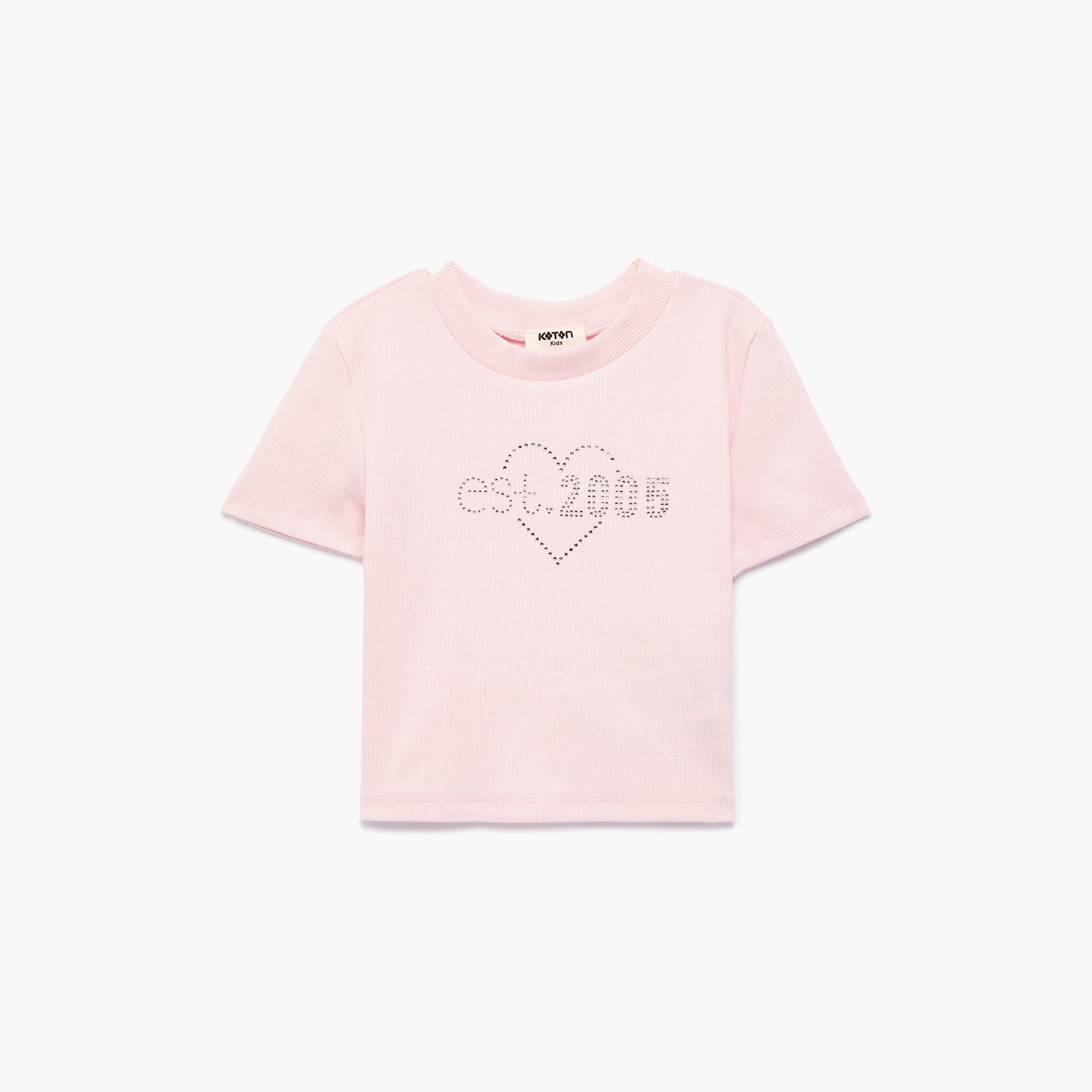 Koton Short Sleeves Embroidered T-Shirt-girls-clothing-tshirts-image-1