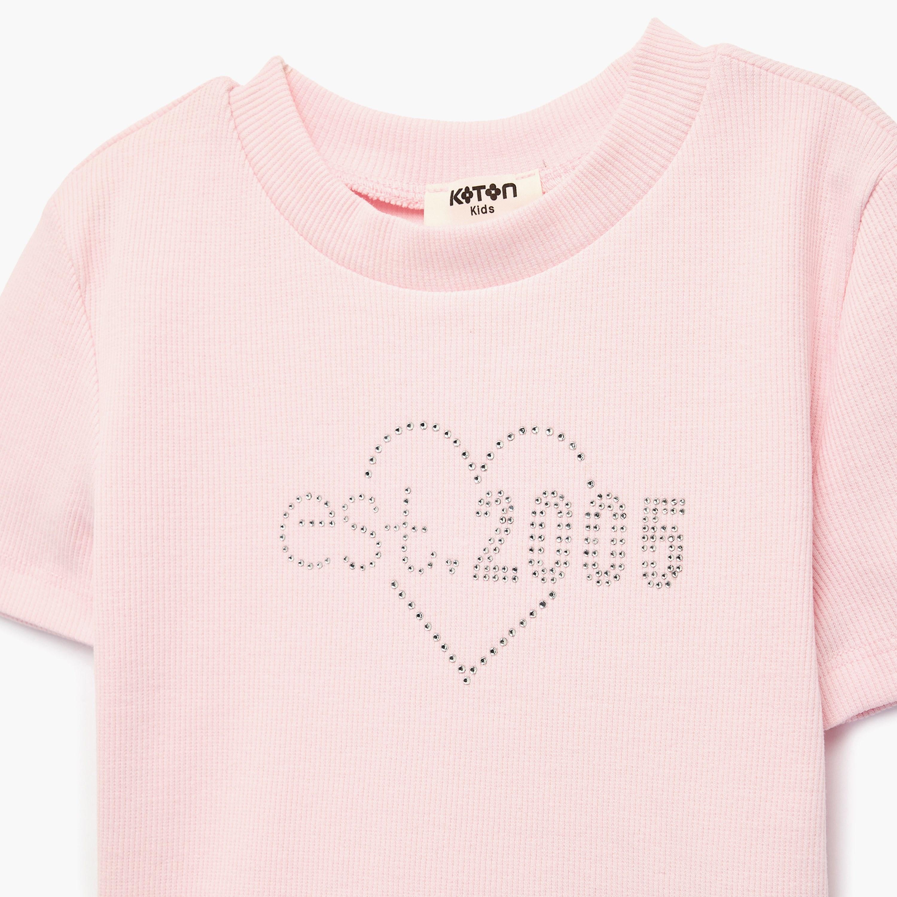 Koton Short Sleeves Embroidered T-Shirt-girls-clothing-tshirts-image-3