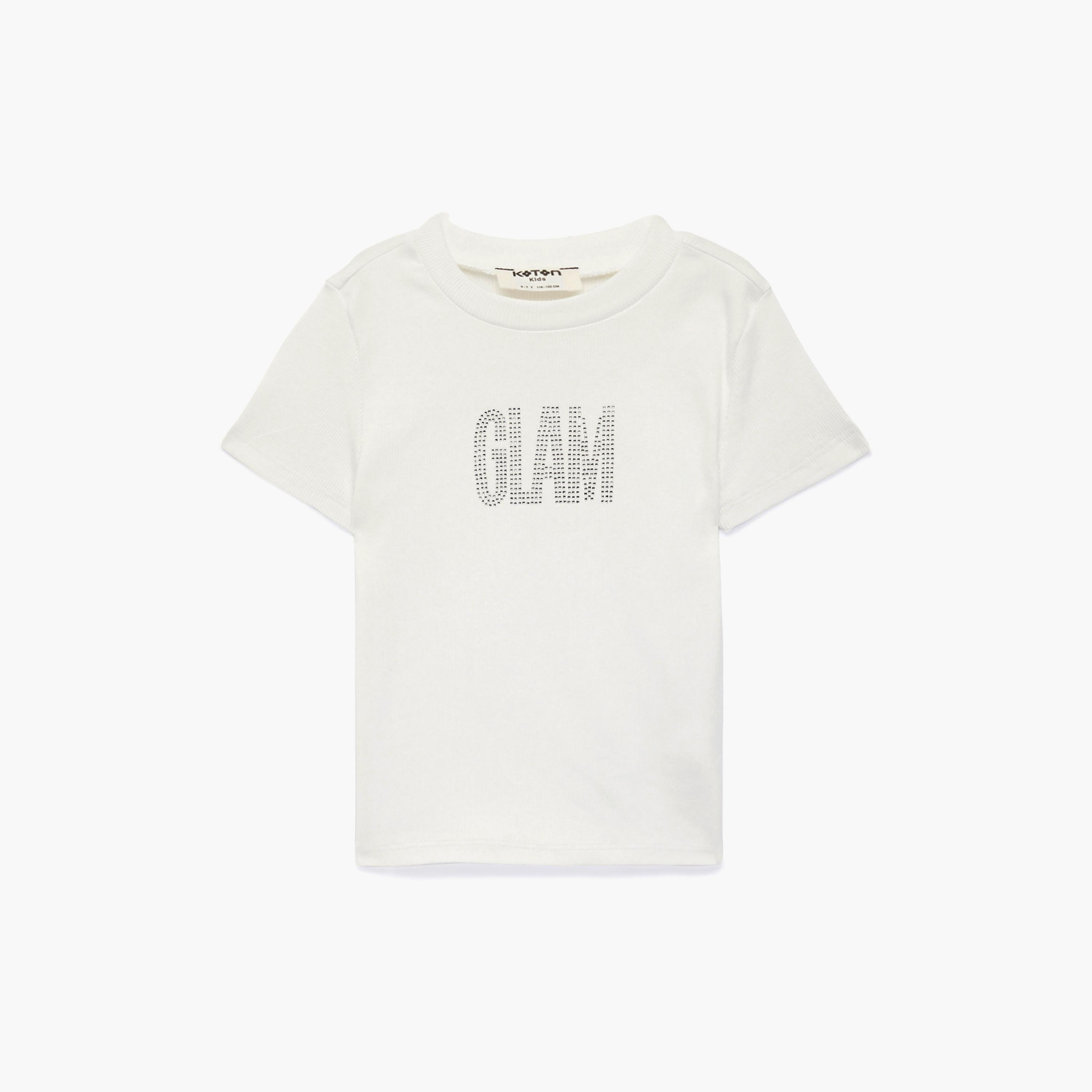 Koton Short Sleeves Embroidered T-Shirt-girls-clothing-tshirts-image-1