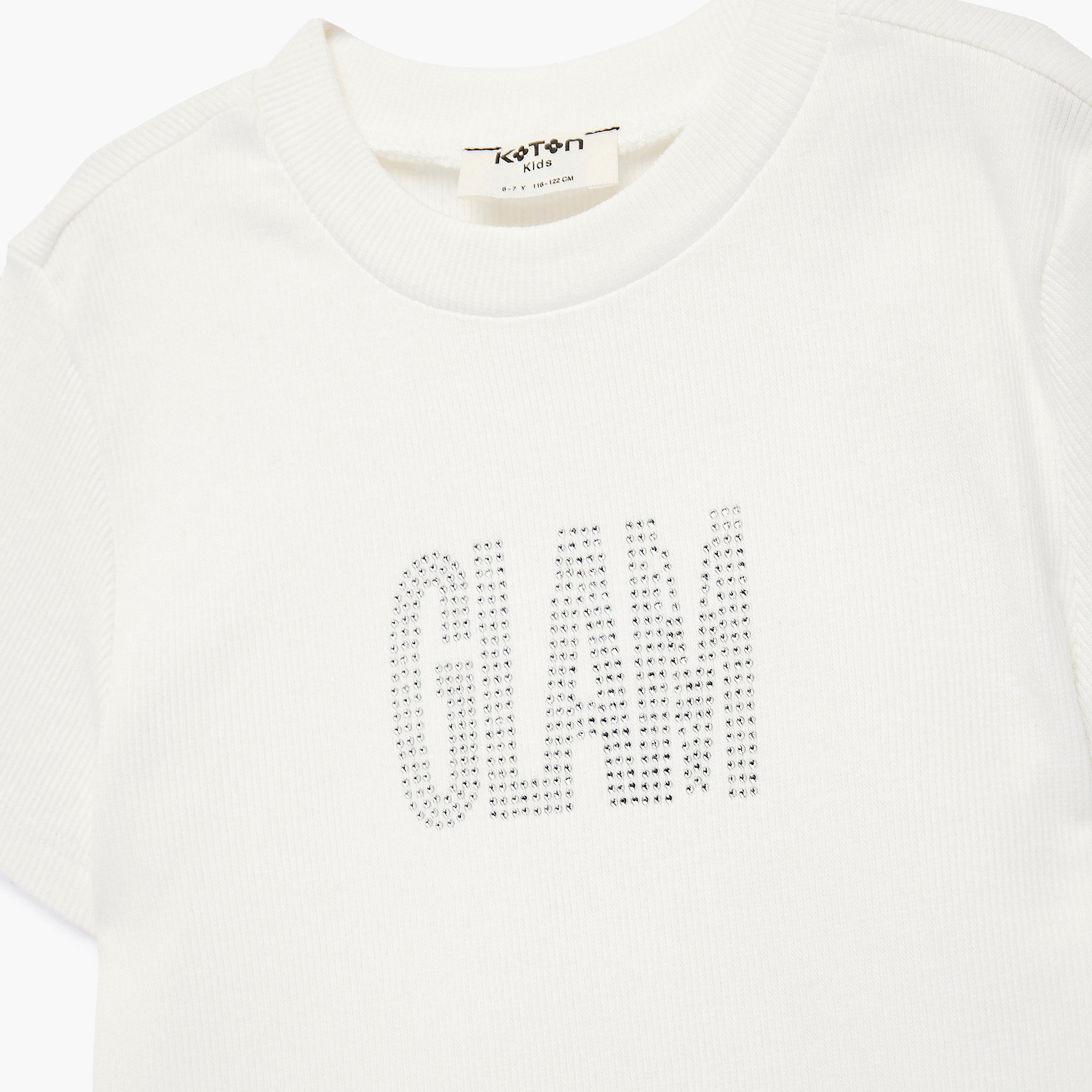 Koton Short Sleeves Embroidered T-Shirt-girls-clothing-tshirts-image-3