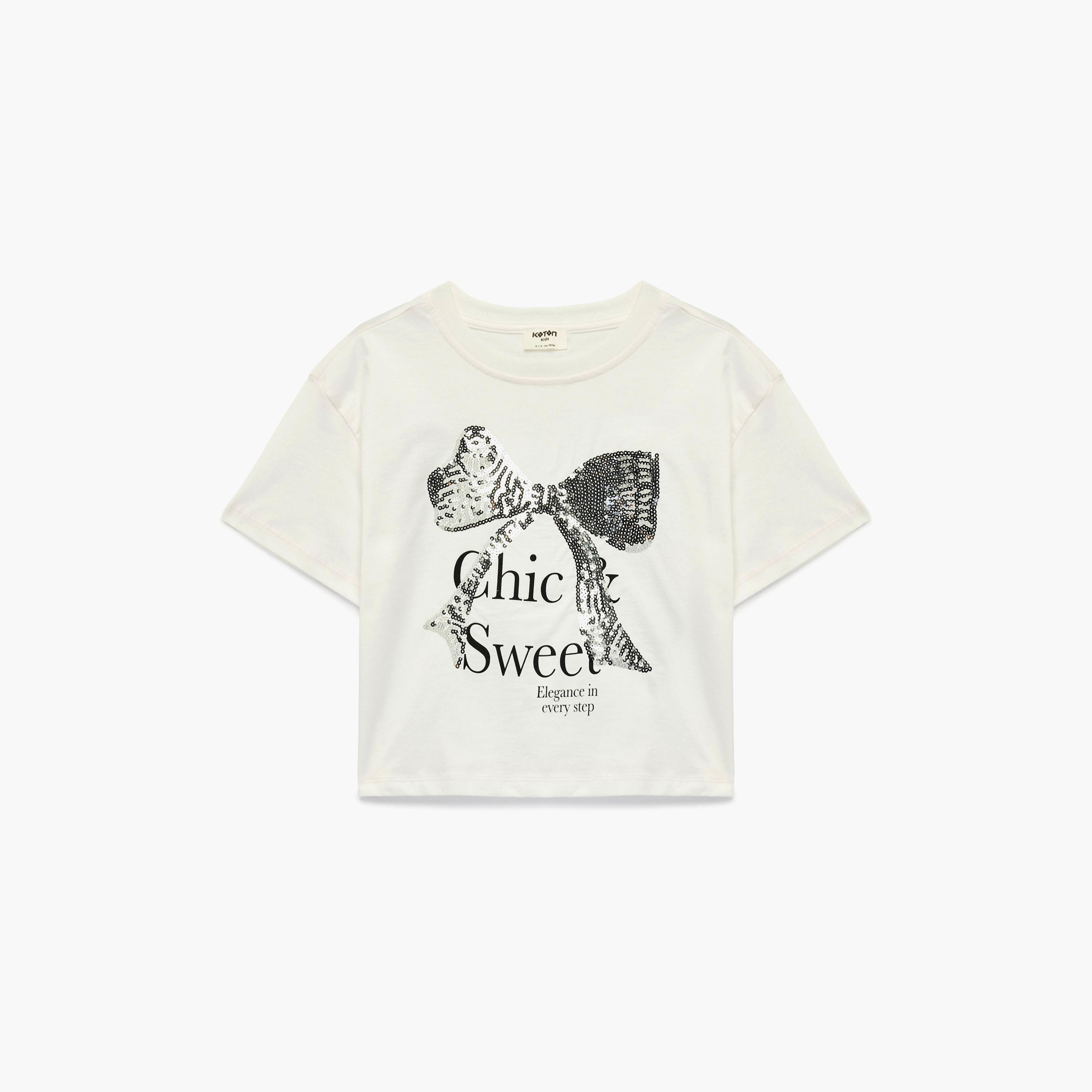 Koton Short Sleeves Bowtie Embroidered T-Shirt-girls-clothing-tshirts-image-1
