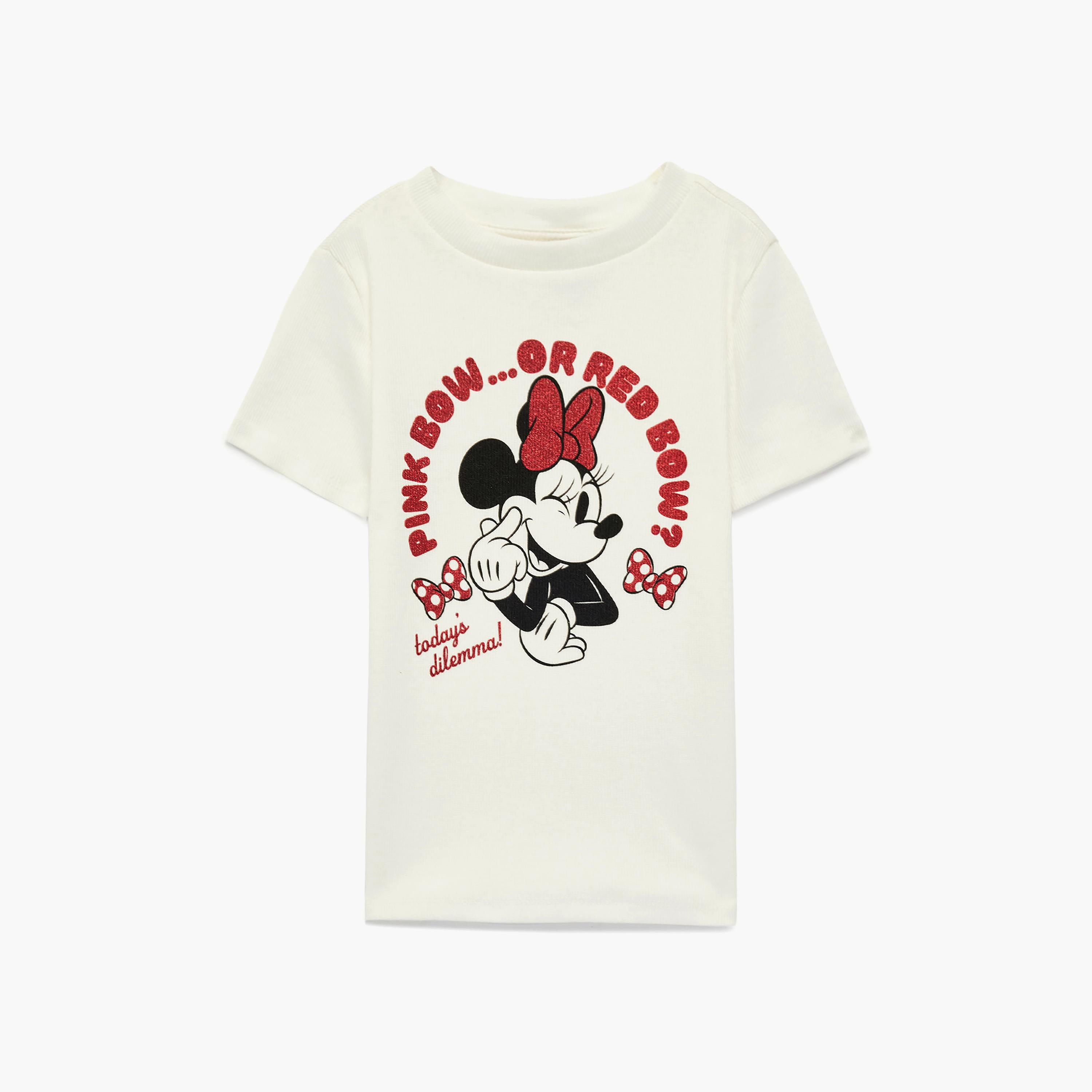 تي شيرت بتطريز "ميني ماوس" وأكمام قصيرة من كوتون-girls-clothing-tshirts-image-1