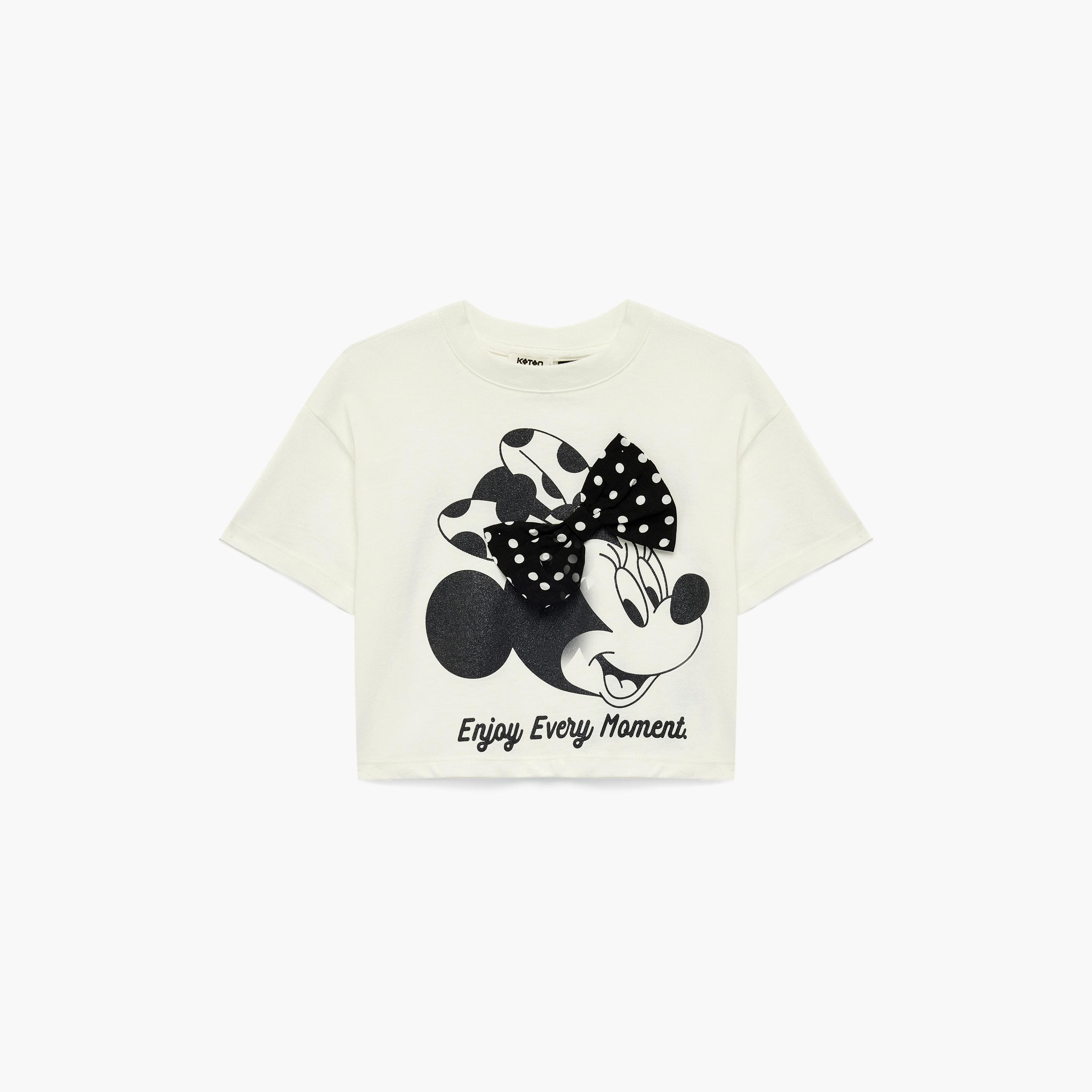 Koton Short Sleeves Minnie Mouse Embroidered T-Shirt-girls-clothing-tshirts-image-1