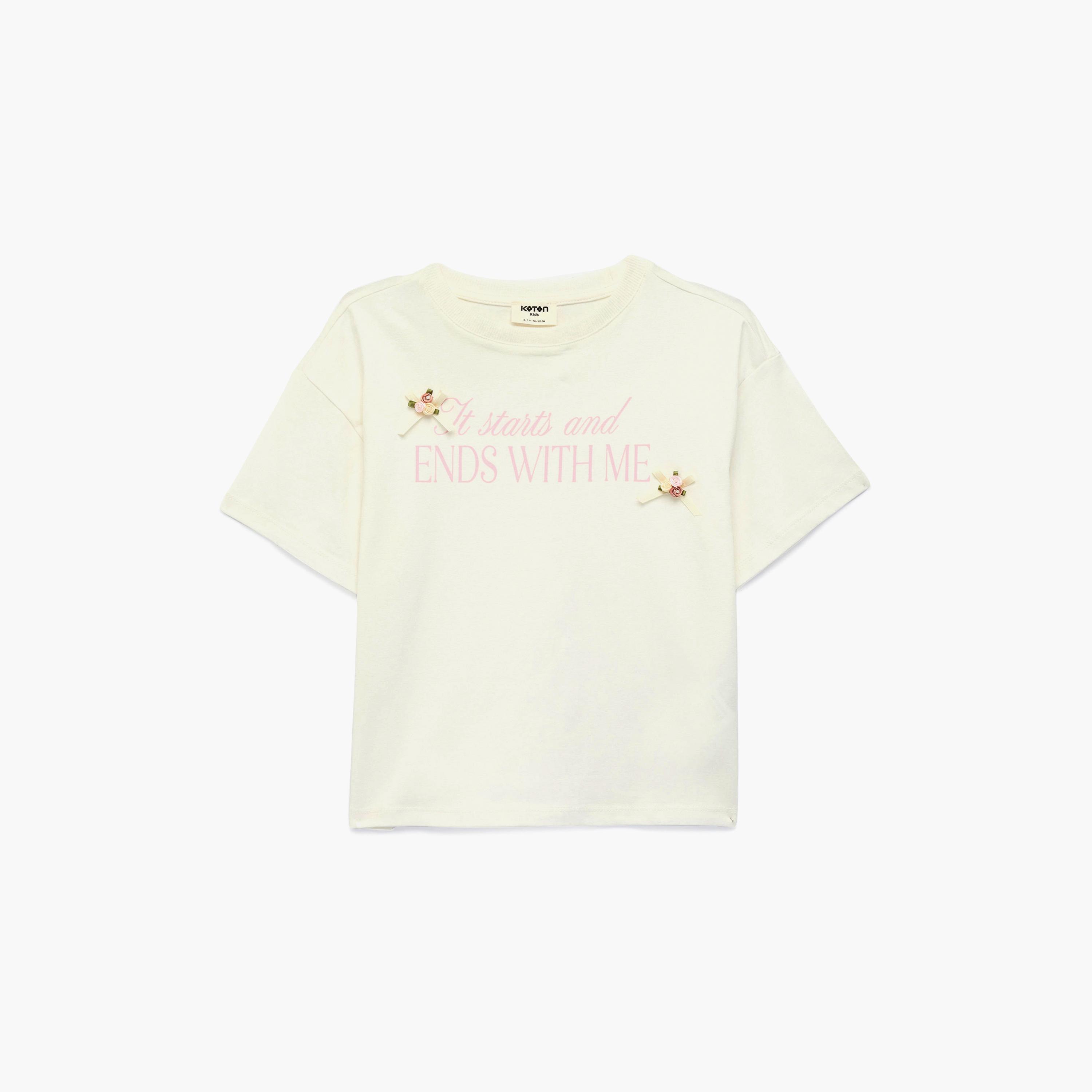 تي شيرت مطبوع بأكمام قصيرة من كوتون-girls-clothing-tshirts-image-1