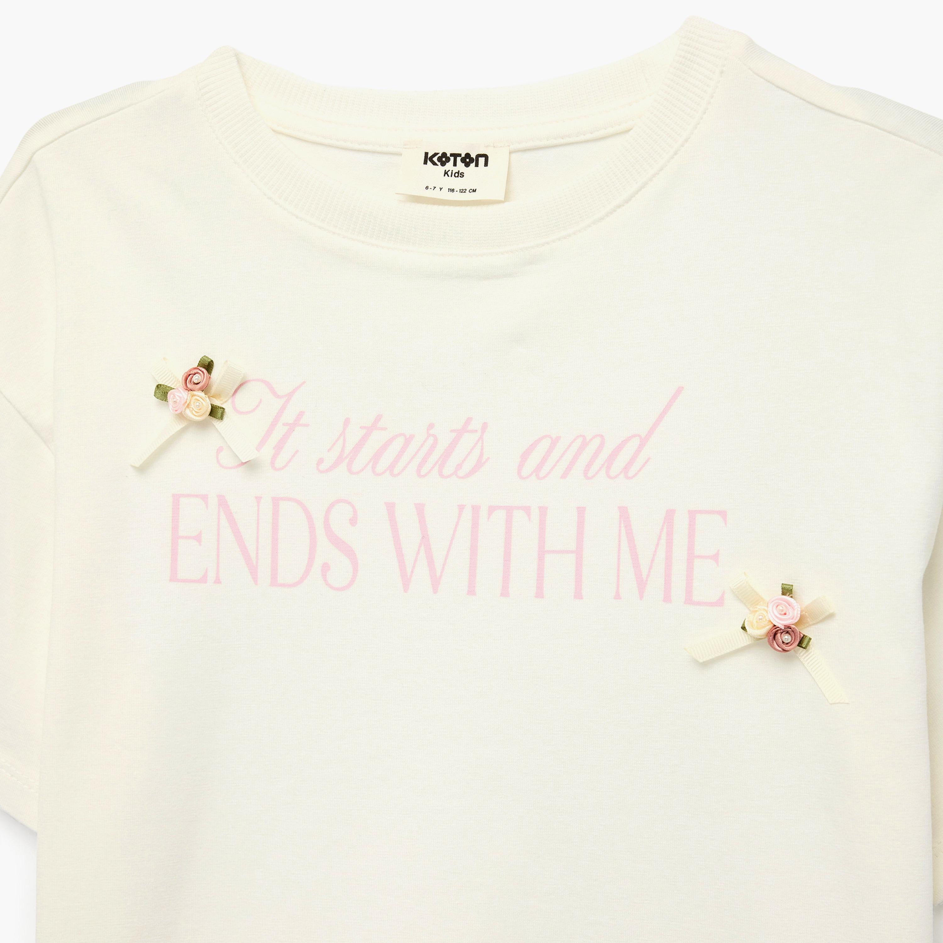 تي شيرت مطبوع بأكمام قصيرة من كوتون-girls-clothing-tshirts-image-3